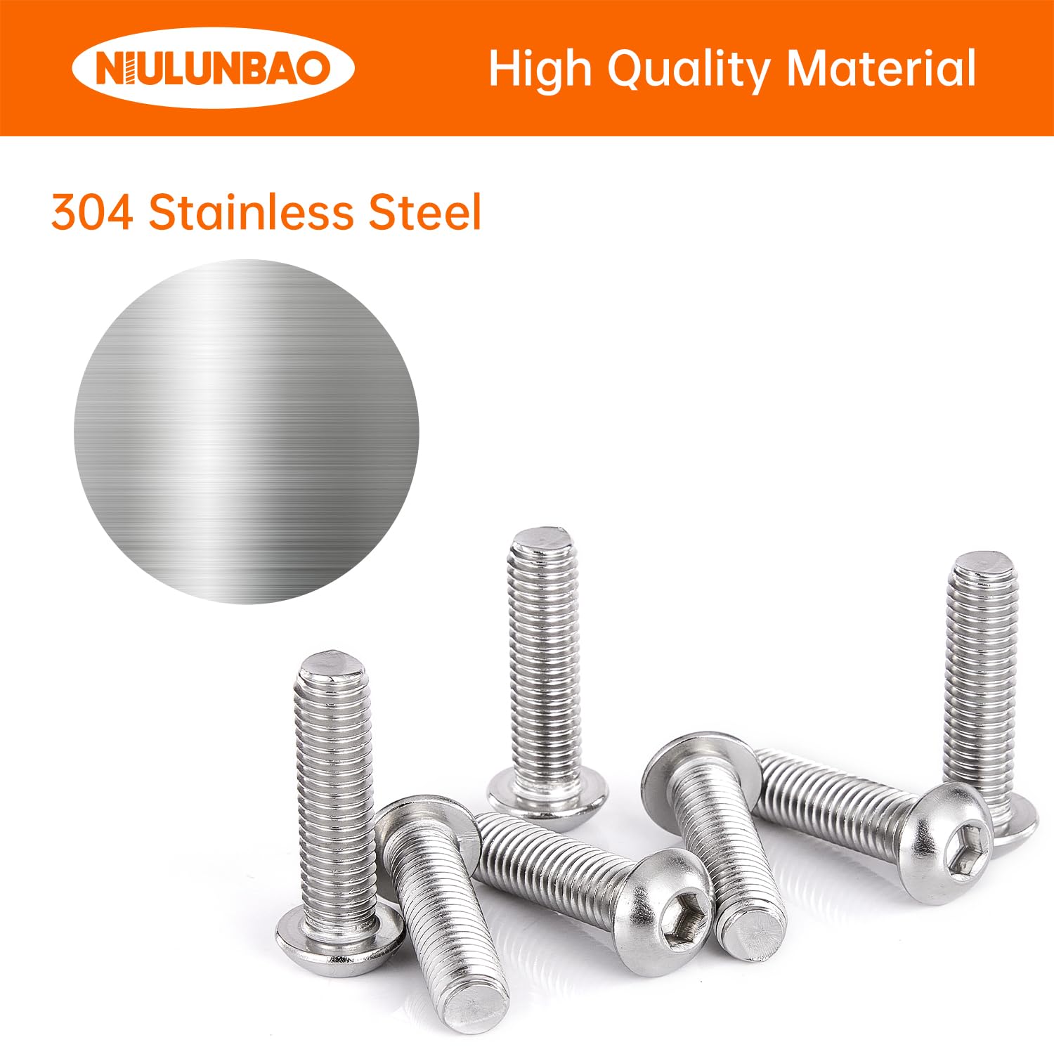 Tornillos de cabeza de botón M8-0.049 x 0.787 in, acero inoxidable 304, máquina métrica totalmente roscada, unidad hexagonal Allen, acabado
