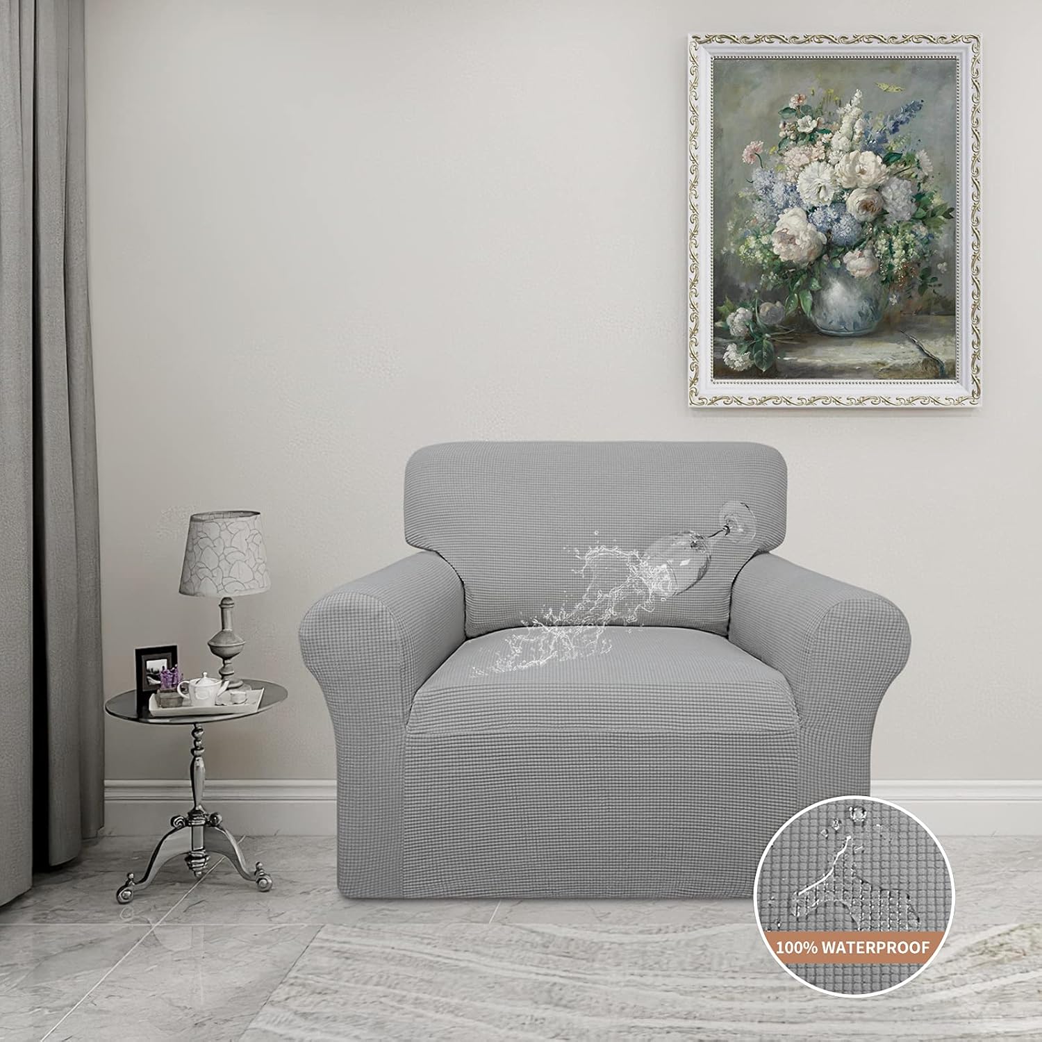 Easy-Going – Funda de silla 100% impermeabilidad doble, diseño jacquard elástico, protector de muebles a prueba de fugas para niños, mascotas,