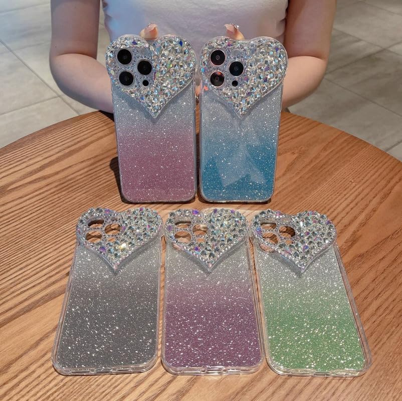 Funda holográfica con purpurina compatible con iPhone 15 Pro Max, funda protectora suave a prueba de golpes para mujeres y niñas