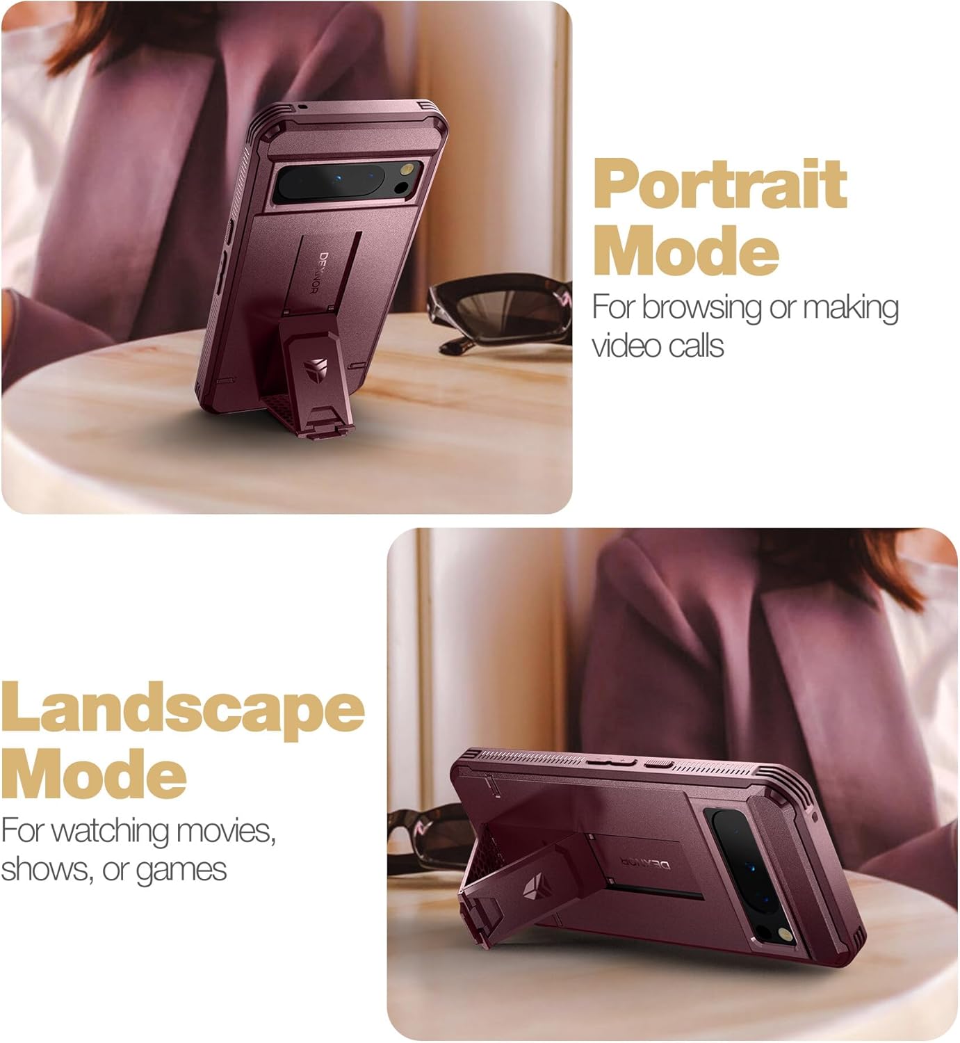 Dexnor Funda de cuerpo completo para Google Pixel 8 Pro, protector de pantalla integrado y soporte, marco frontal extra, protección de grado militar