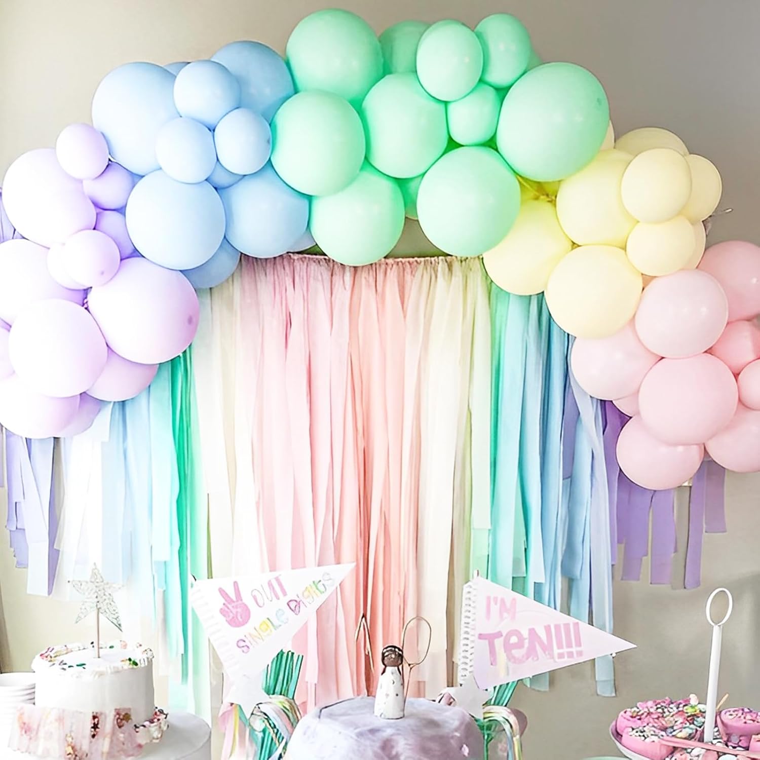 Voircoloria Globos pastel, paquete de 66 globos de látex macarrón de 12 pulgadas para graduación, Pascua, boda, cumpleaños, despedida de soltera,