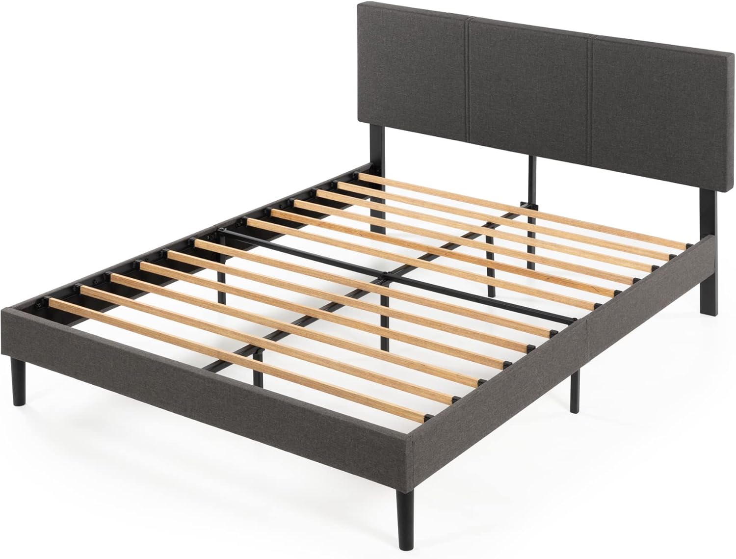 ZINUS Cambril – Base de cama tapizada con listones de bambú sostenibles, no necesita somier, base de colchón, fácil montaje, tamaño Queen