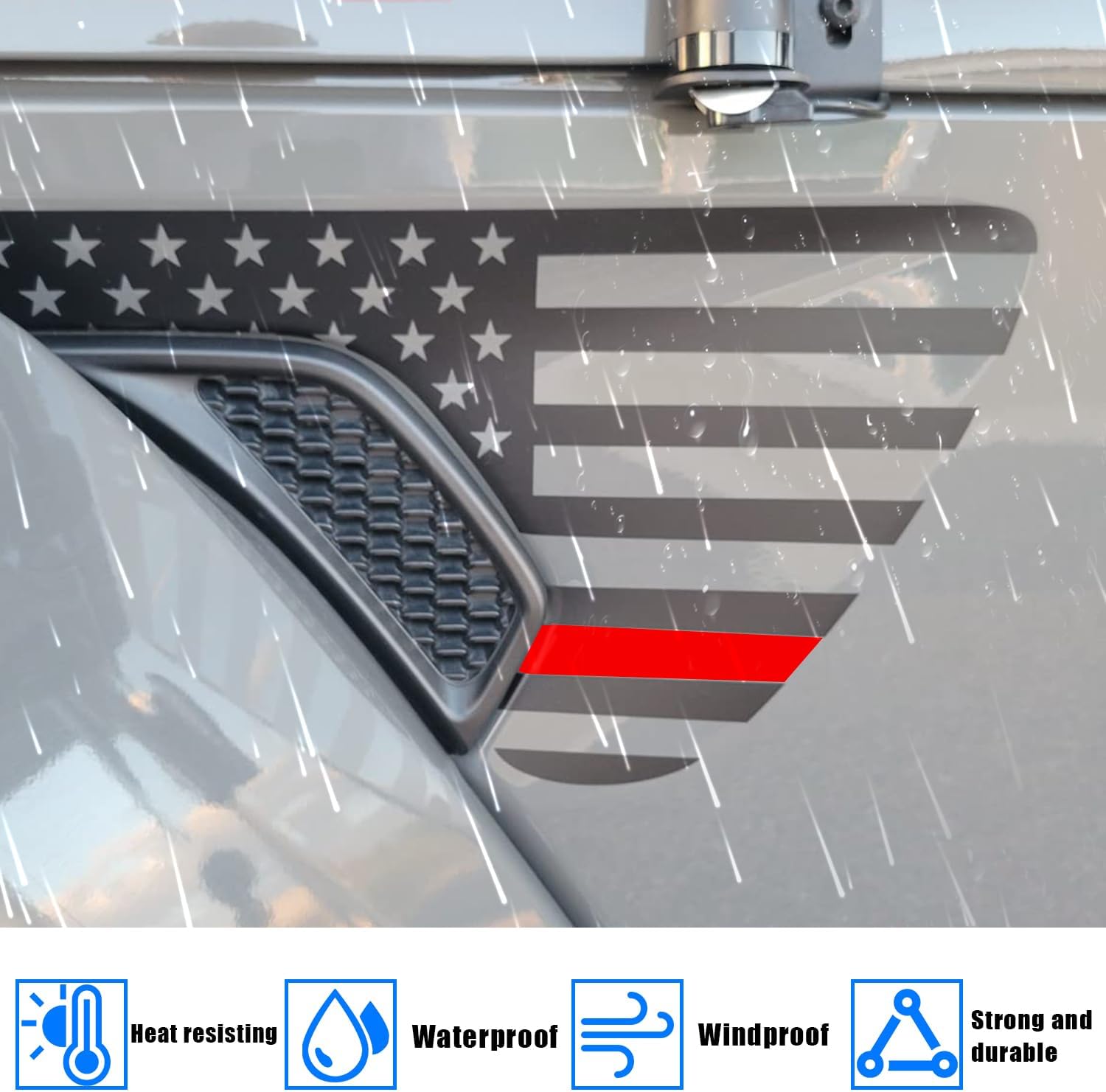 Calcomanías de bandera estadounidense para ventilación lateral, calcomanía de bandera de Estados Unidos para Jeep Wrangler JL JLU 2018-2022