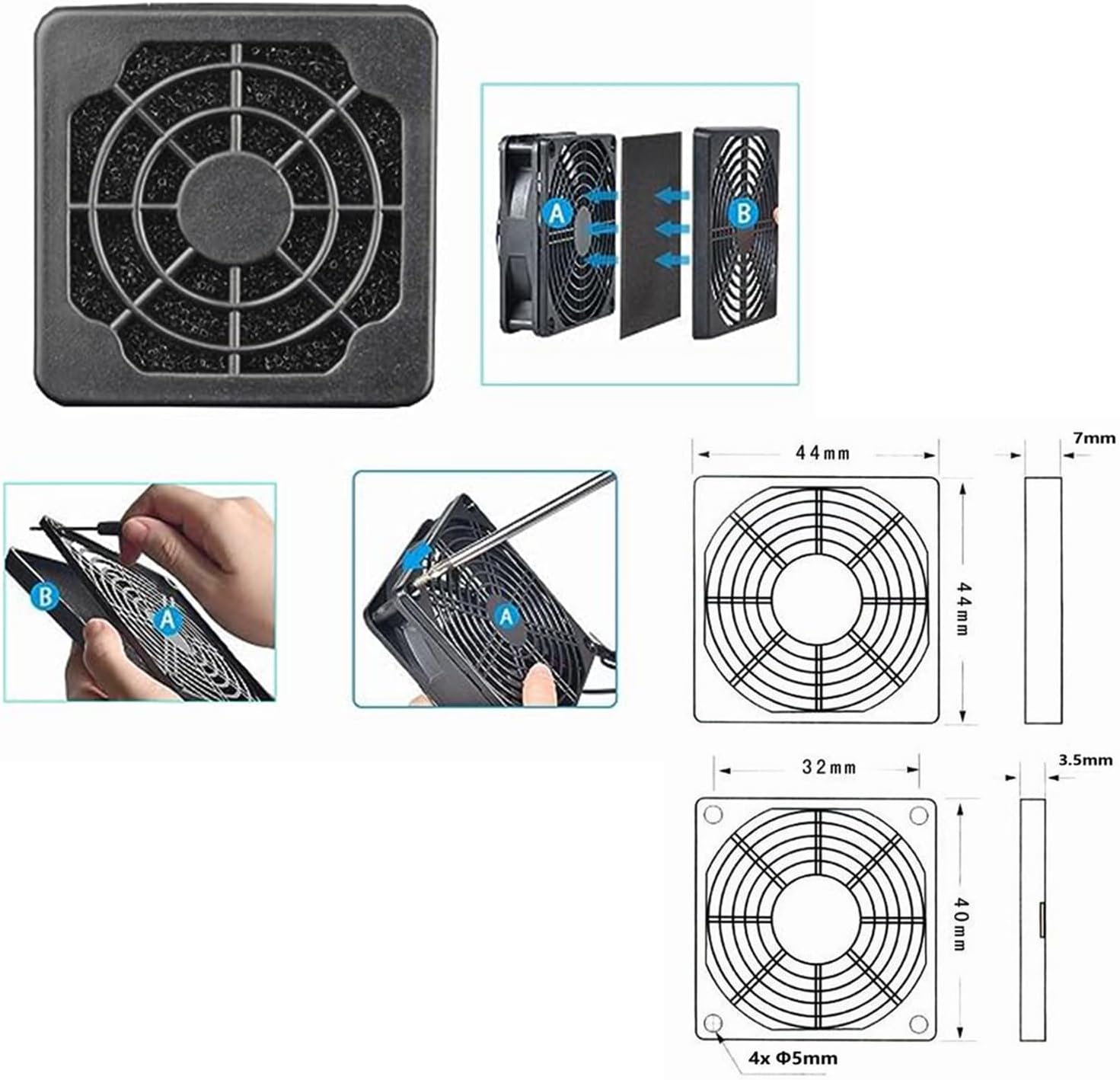 MTQY 4 unids PC ventilador filtro de polvo 1.575 in PC Cooler ventilador filtro a prueba de polvo cubierta computadora caja malla