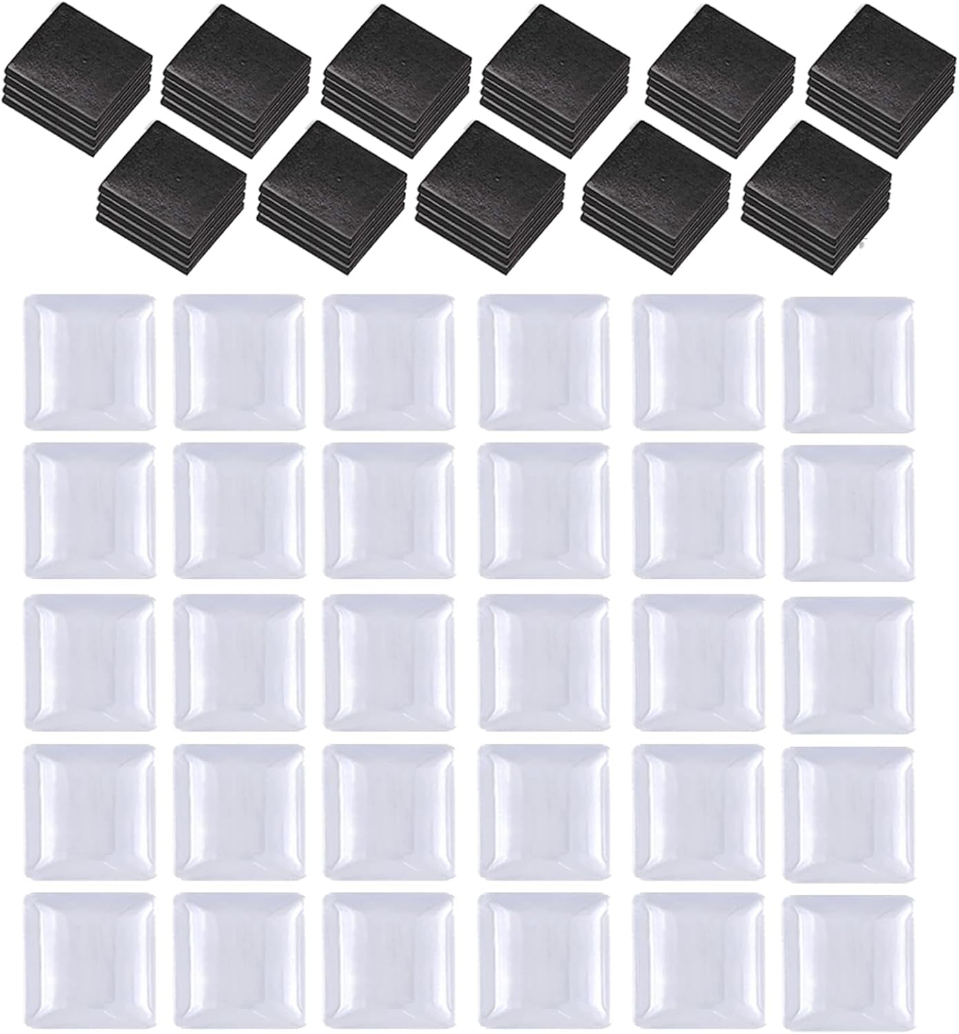 Juego de 80 imanes cuadrados para nevera, cabujones cuadrados de vidrio transparente e imanes redondos para nevera con respaldo adhesivo para