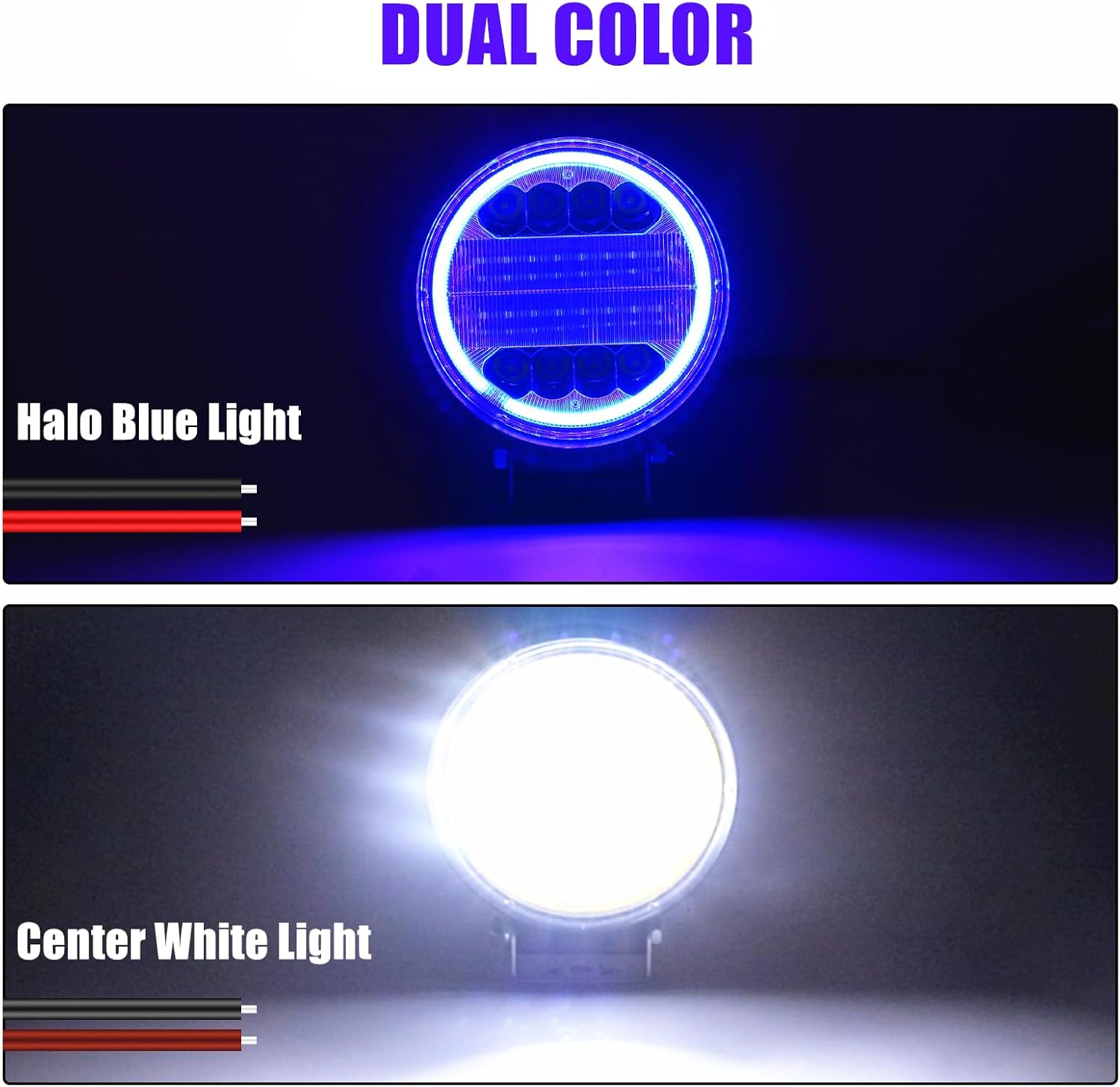 2 cápsulas de luz LED de 4.5 pulgadas, luces de trabajo combinadas de inundación de punto redondo de 72 W, luces de conducción antiniebla con vainas