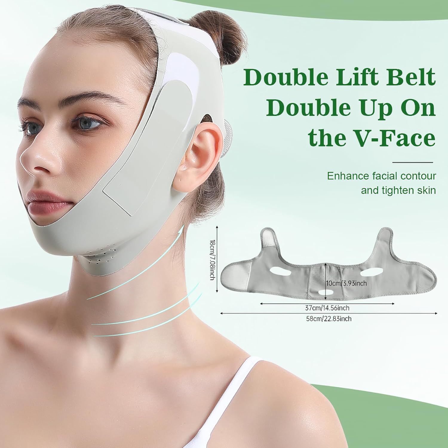 Cinturón de levantamiento facial, correa de elevación facial calmante y cómoda banda de estiramiento facial, efecto refrescante, levantamiento de
