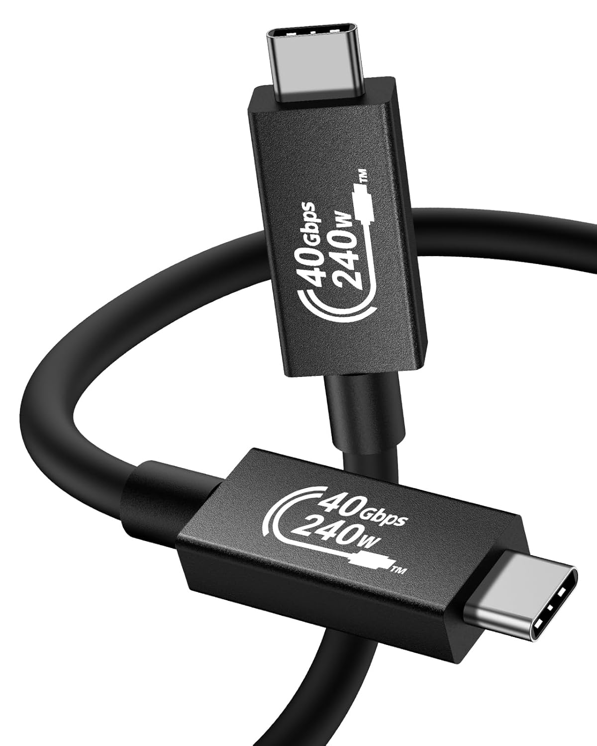 Cable corto USB4 de 5 pies, soporta pantalla HD única de 8KDual 4K 60Hz, transferencia de datos de 40 Gbps, cable USB C a tipo C de carga de 240 W,