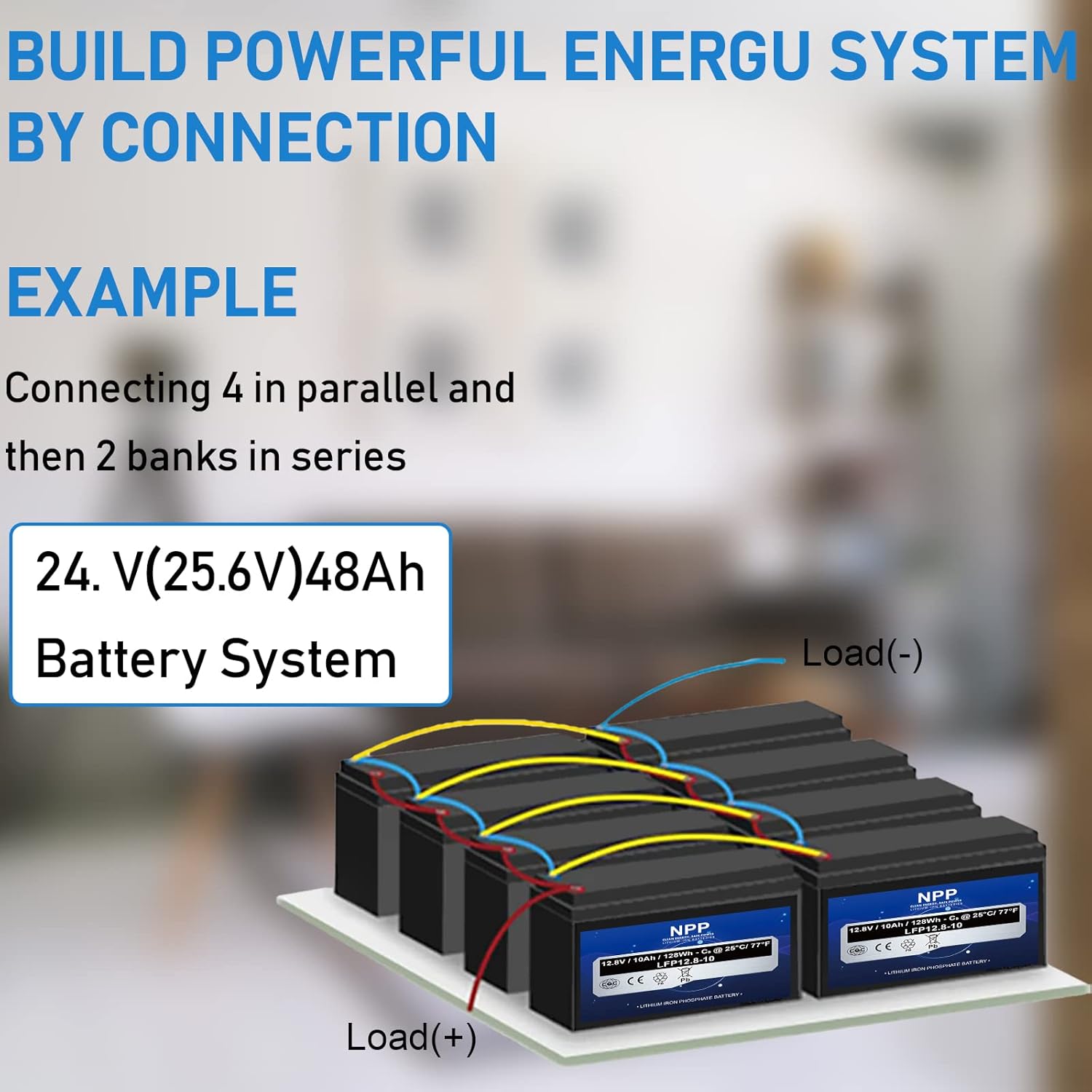 NPP LiFePO4 – Batería de ciclo profundo LiFePO4 de 12.8 V 10 Ah, batería de fosfato de hierro de litio BMS integrada con 4500-8000 ciclos de