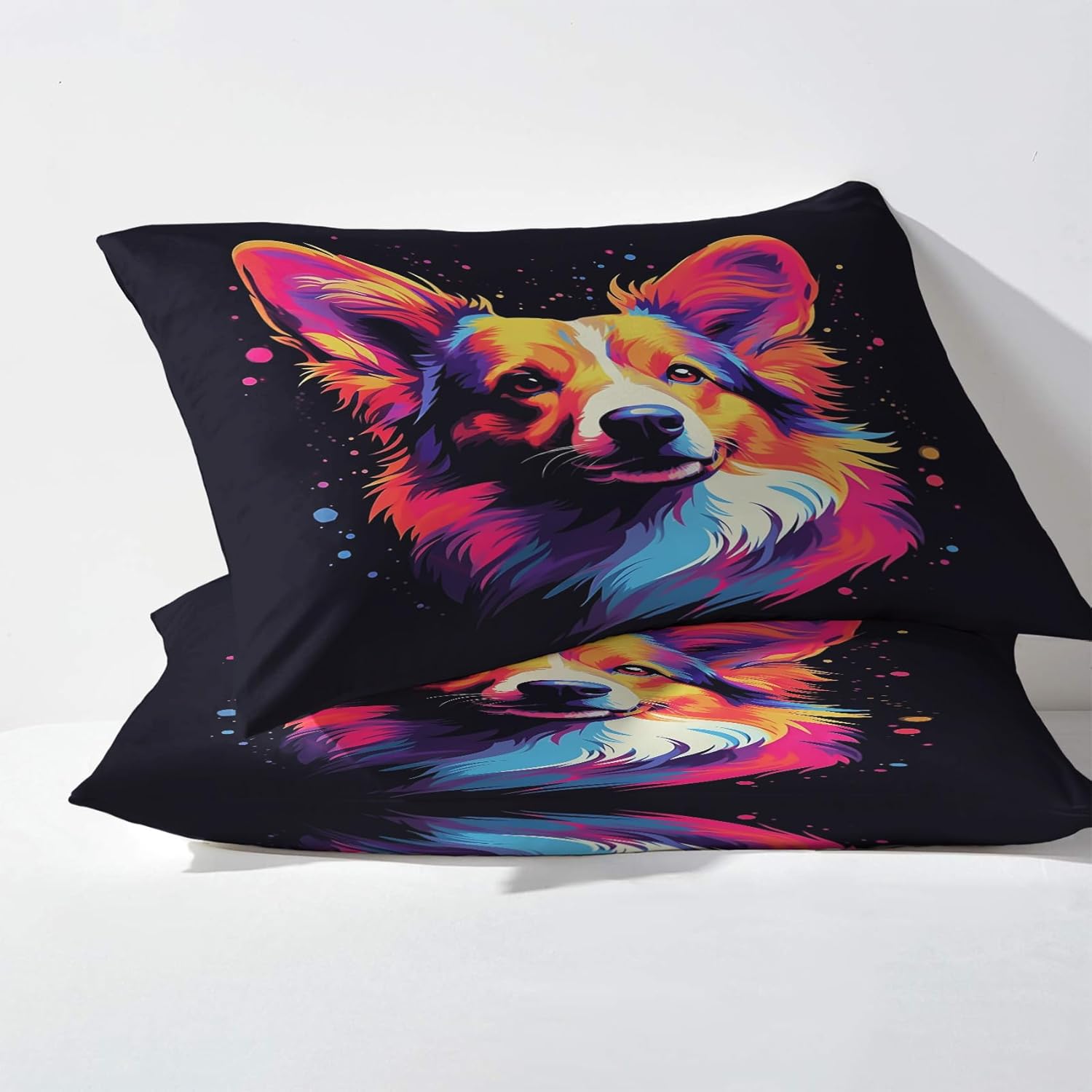 Juego de sábanas Corgi Split King para cama ajustable, sábanas para perro, sábanas estampadas y juego de 5 piezas, microfibra suave con bolsillo