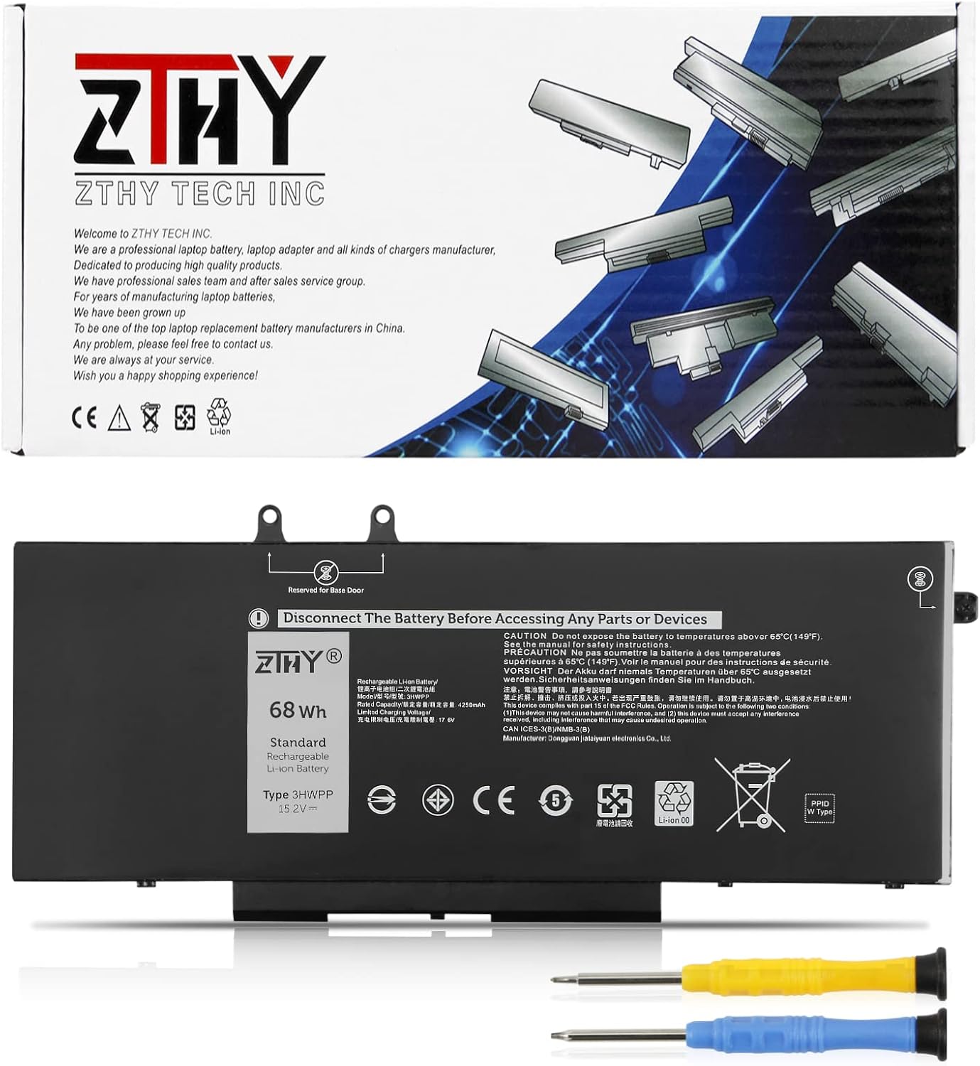 ZTHY 3HWPP – Batería de repuesto para laptop Dell Latitude 5401 5410 5411 5501 5510 5511 Precisión 3541 3551 Inspiron 7706 2 en 1 Inspiron 17