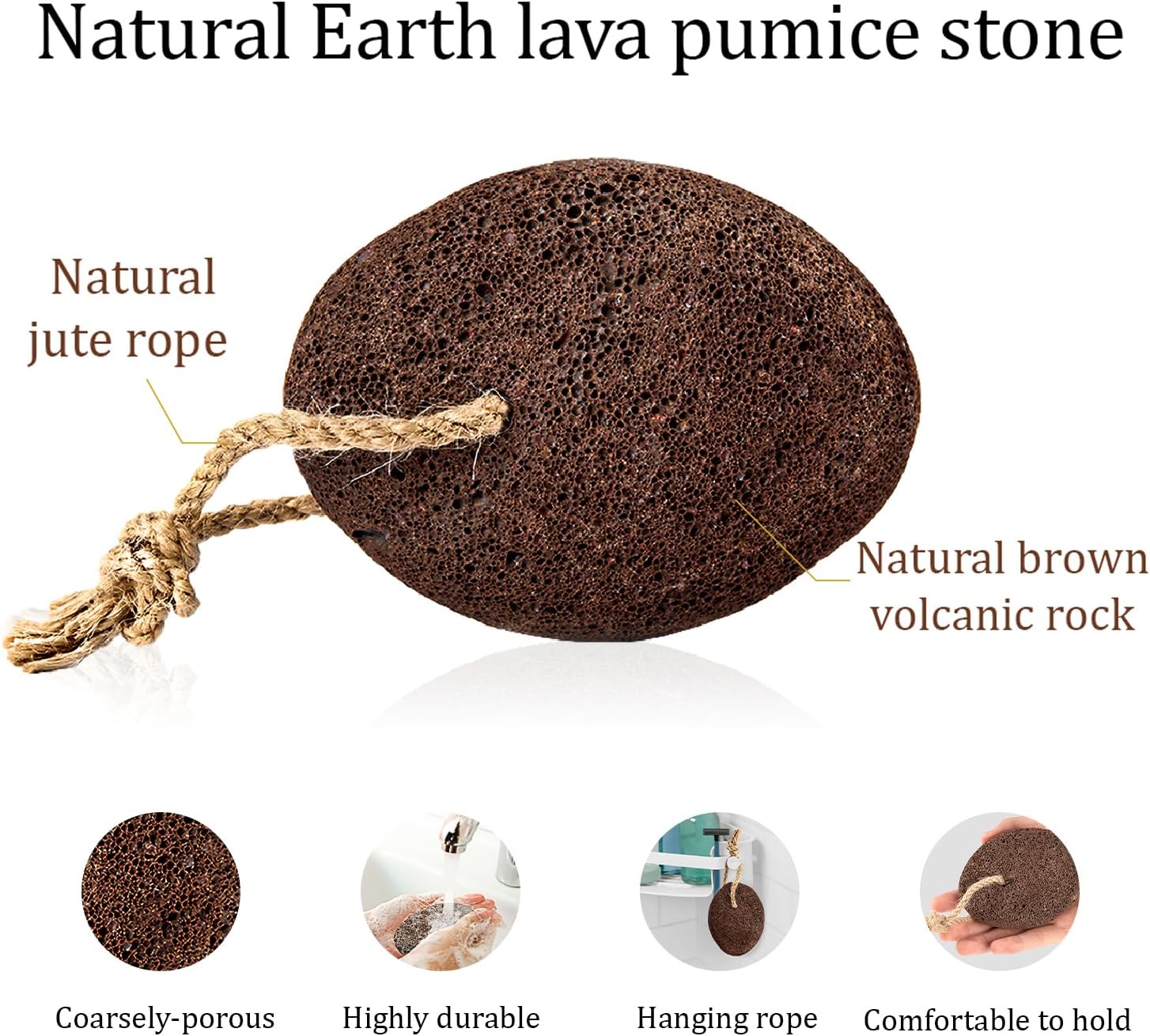 Piedra pómez  Natural Earth Lava Brown  Removedor de maíz para pies talones y palma  Herramienta de exfoliación de pedicura  Limpiador de piel