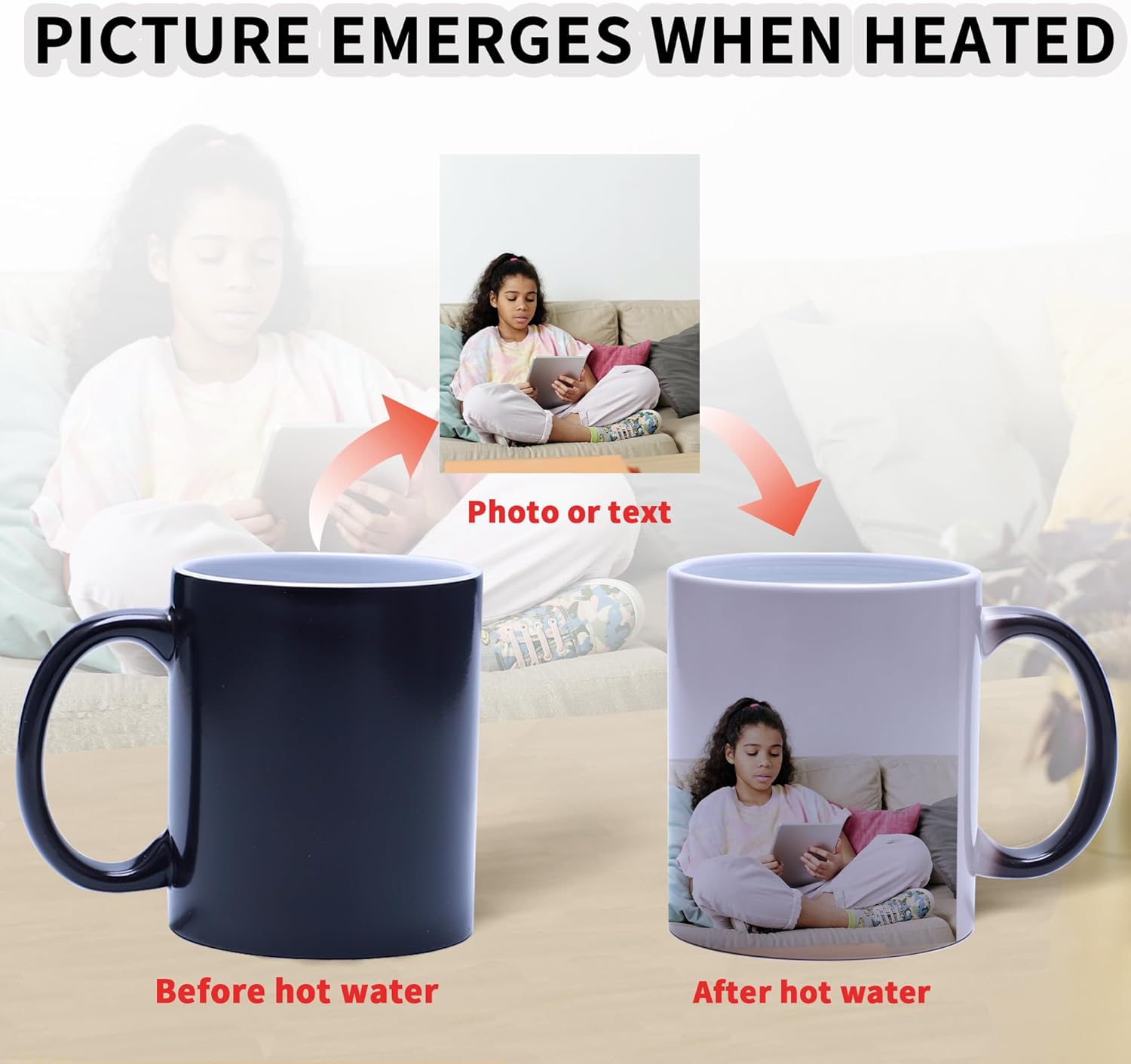 Tazas personalizadas que cambian de color con imágenes de texto fotográfico, regalos personalizados para amigos, familiares, amantes de aniversario,