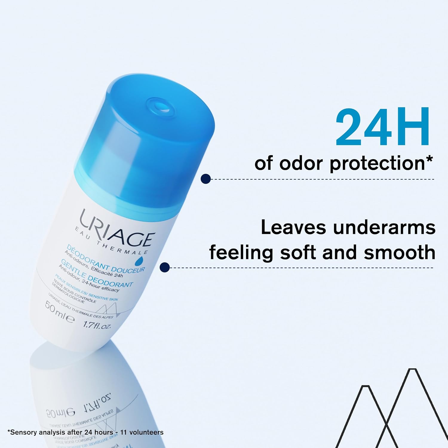 URIAGE Desodorante sin aluminio 24 horas 1.7 onzas líquidas  Suave protección enrollable para el exceso de sudor de axilas  Hombres y mujeres