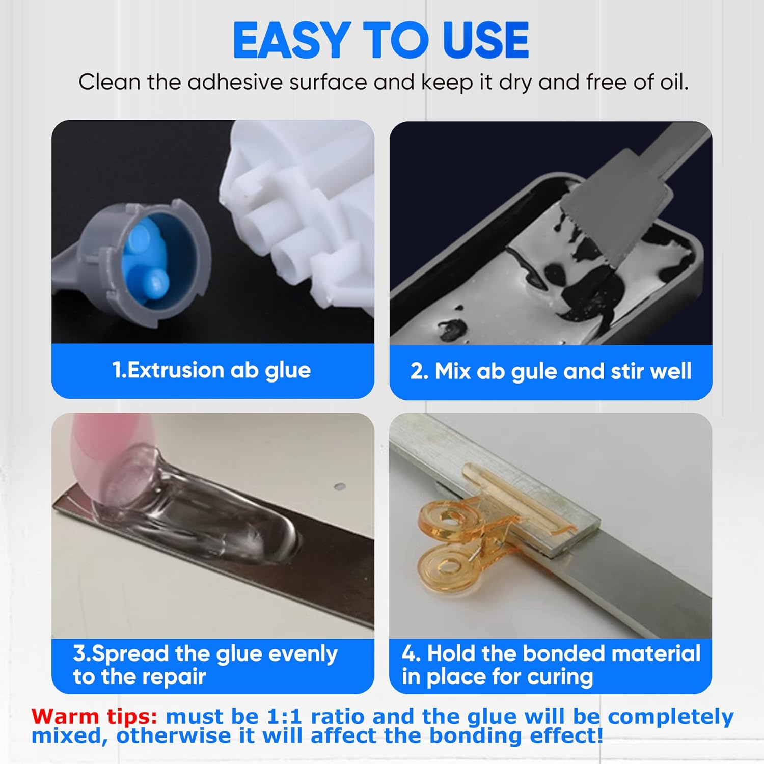 Kit de resina epoxi transparente ClearWeld 11 pegamento para metal, plásticos, madera, hormigón, cerámica, reparación de superficies de fibra de