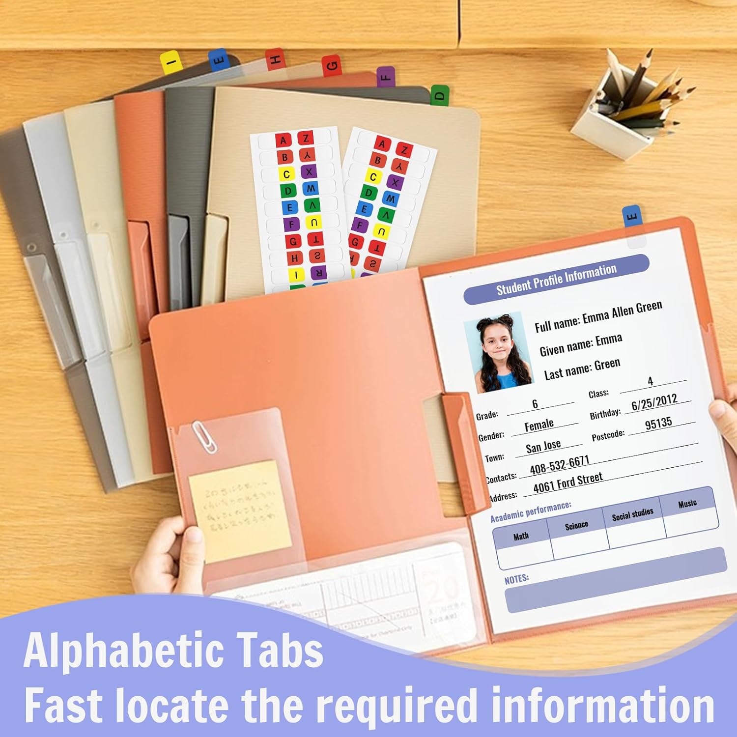 A-Z – Pestañas adhesivas multicolor del alfabeto, pestañas autoadhesivas para páginas, pestañas alfabéticas permanentes transparentes, pestañas