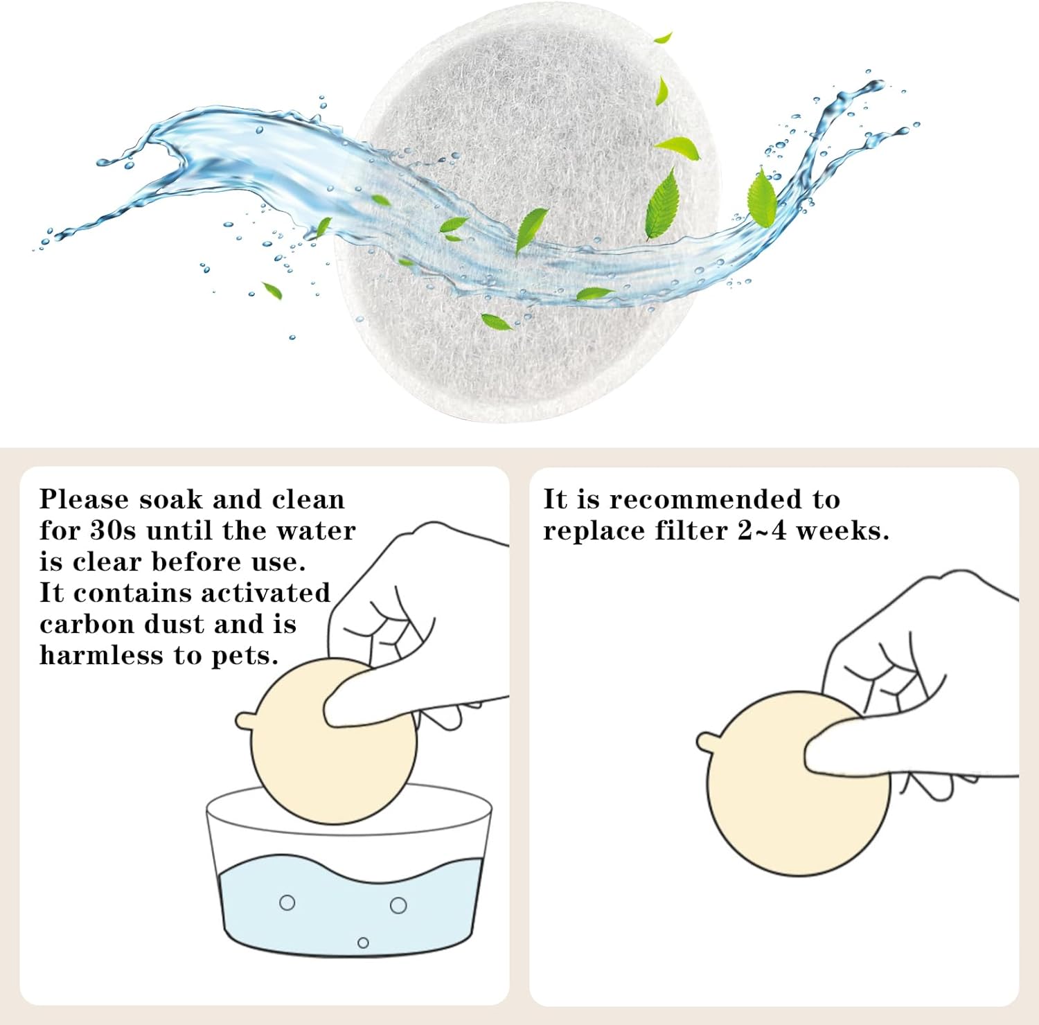 Paquete de 4 filtros de agua de repuesto para gatos con 4 sistemas de filtración triple, agua limpia y fresca para tu amigo mascota