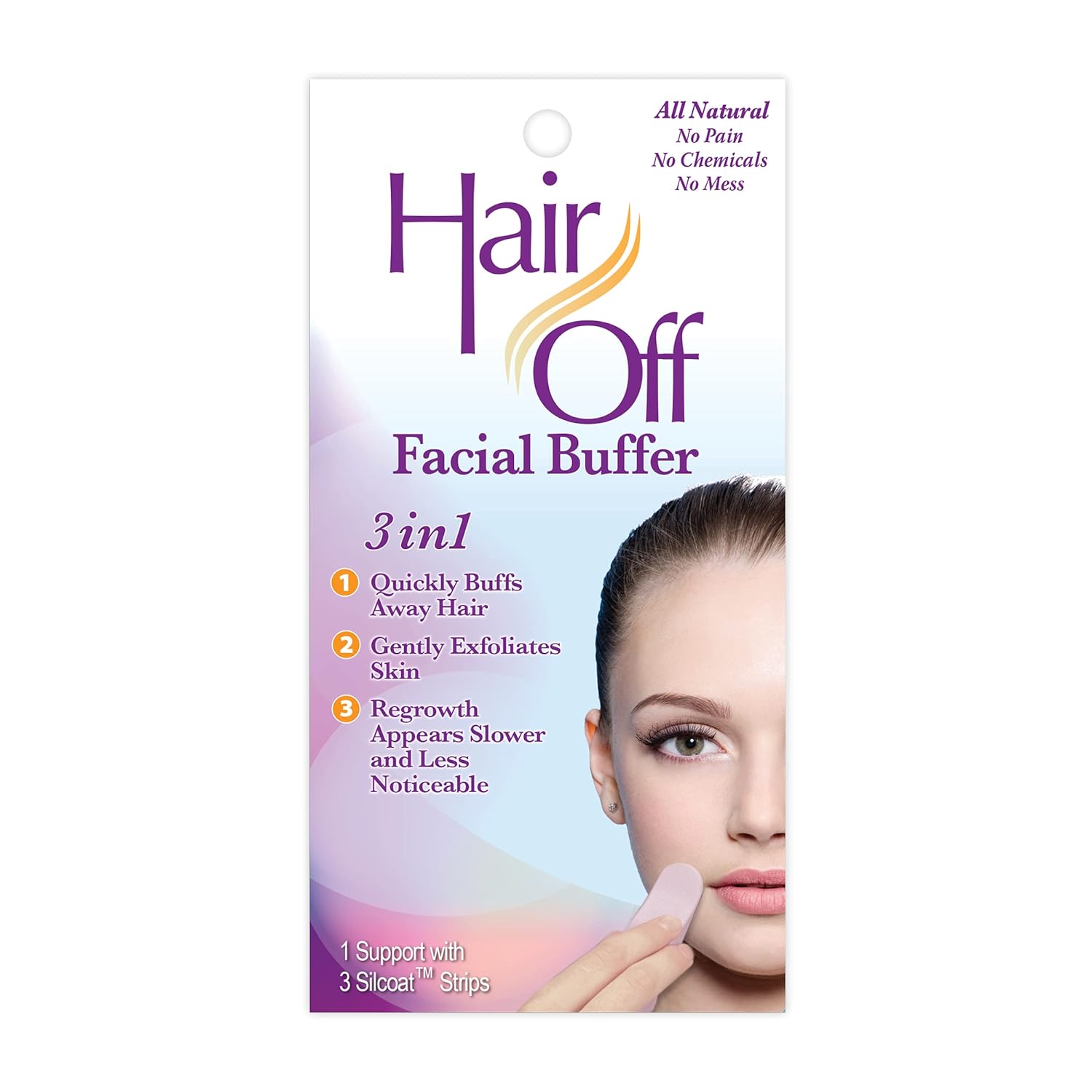 Hair Off Limpiador facial  Removedor de vello facial sin dolor y sin químicos y exfoliante facial suave  Borrador de pelo para retrasar el