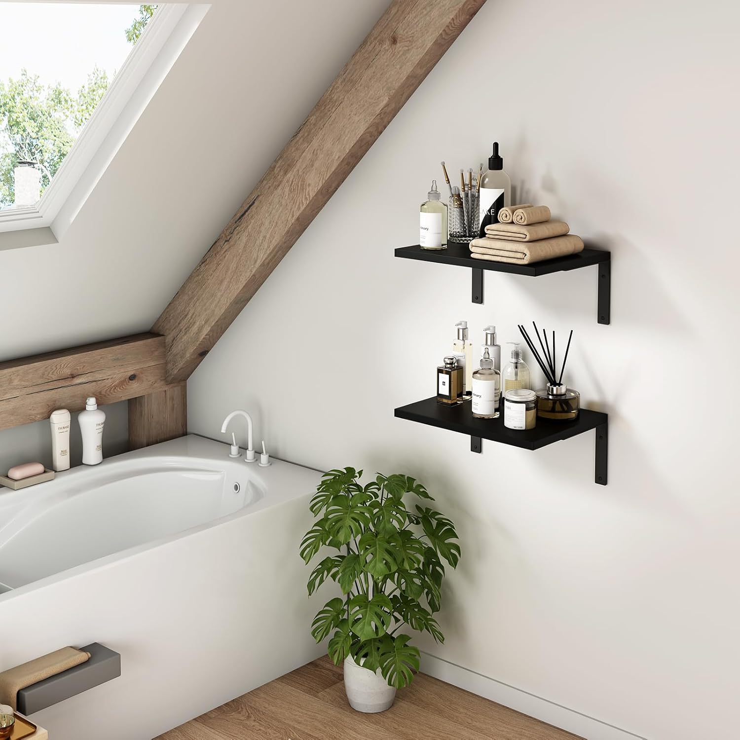 Estantes flotantes para exhibición de pared, estantes montados en la pared de 12 pulgadas de profundidad para sala de estar, dormitorio, cocina,