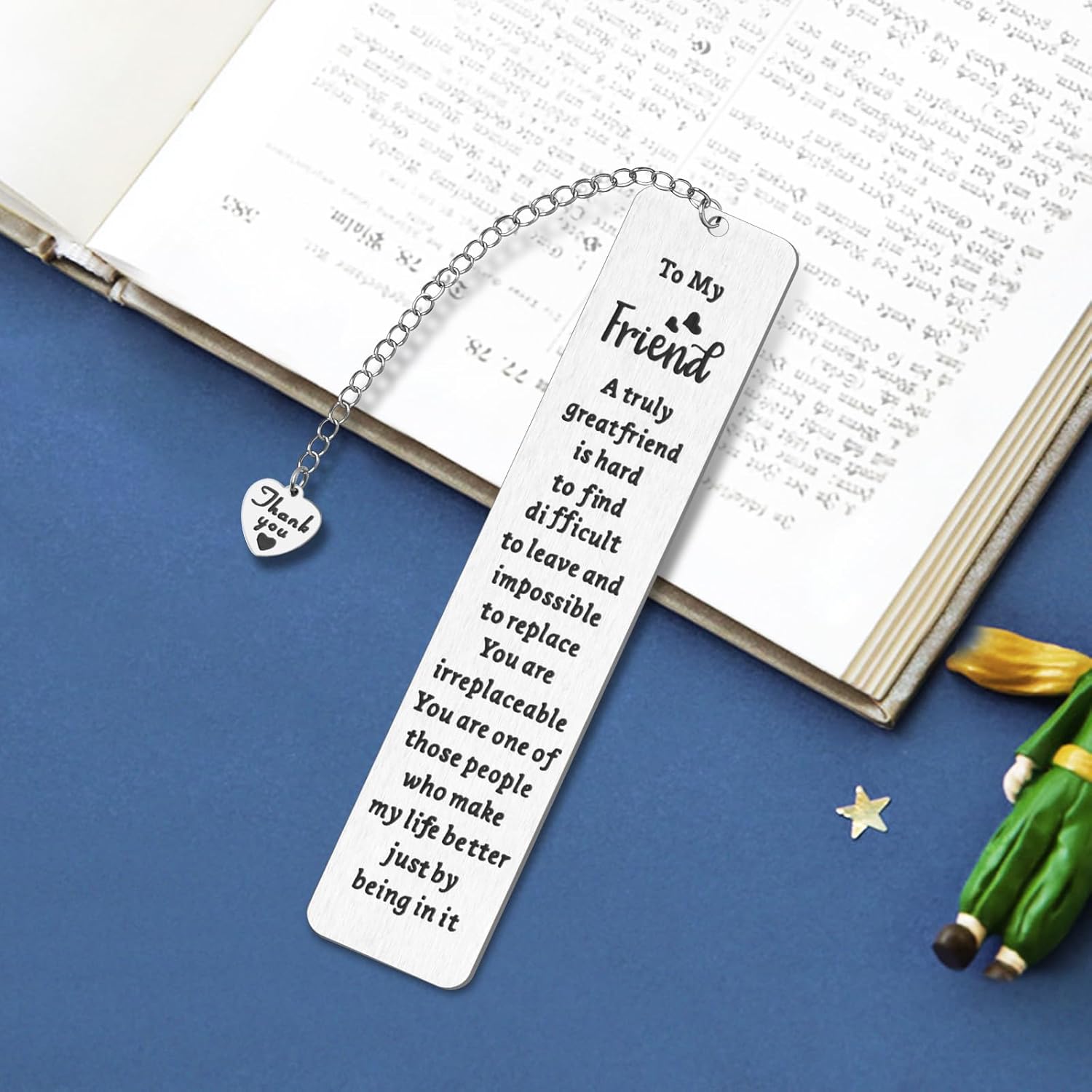 Regalos para amantes de los libros, regalos de Kaluofan para amantes de los libros con cadena de agradecimiento, regalos de marcador para mejor