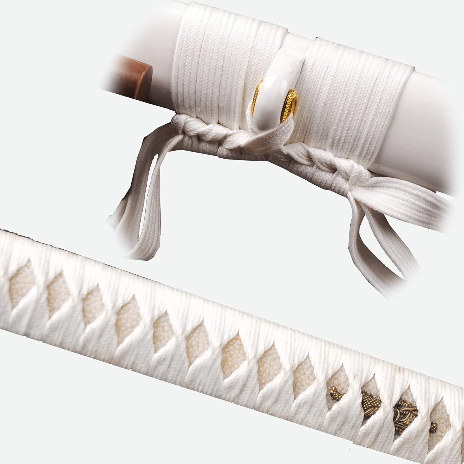 Cordón de envoltura de cuero sintético Ito Tsukamaki Sageo para espadas samuráis japonesas