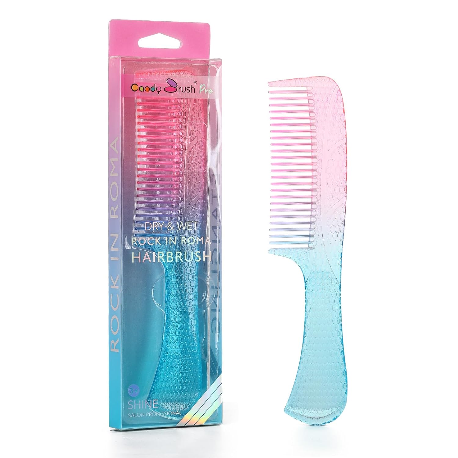 CANDYBRUSH Peine de dientes anchos para mujer, peine de cabello húmedo, colorido rizado, pelo lacio, para hombres y niñas, peinetas desenredantes,