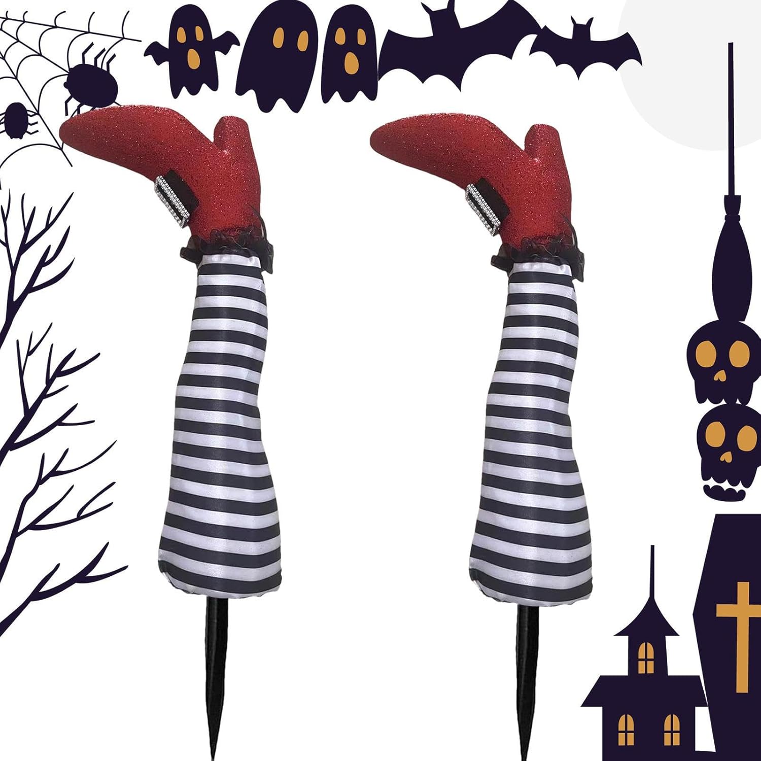 1 par de patas de bruja de Halloween de 18 pulgadas al revés para patas de bruja malvada  Estacas de patas y pies de brujas, estacas de Halloween,