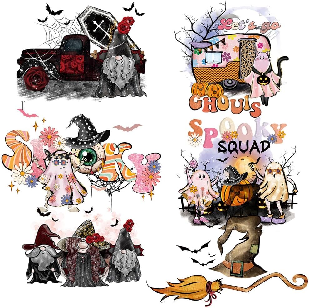 Parches para planchar de Halloween, calcomanías de transferencia de calor, calabaza fantasma, truco o trato, lindas calcomanías para decoración de