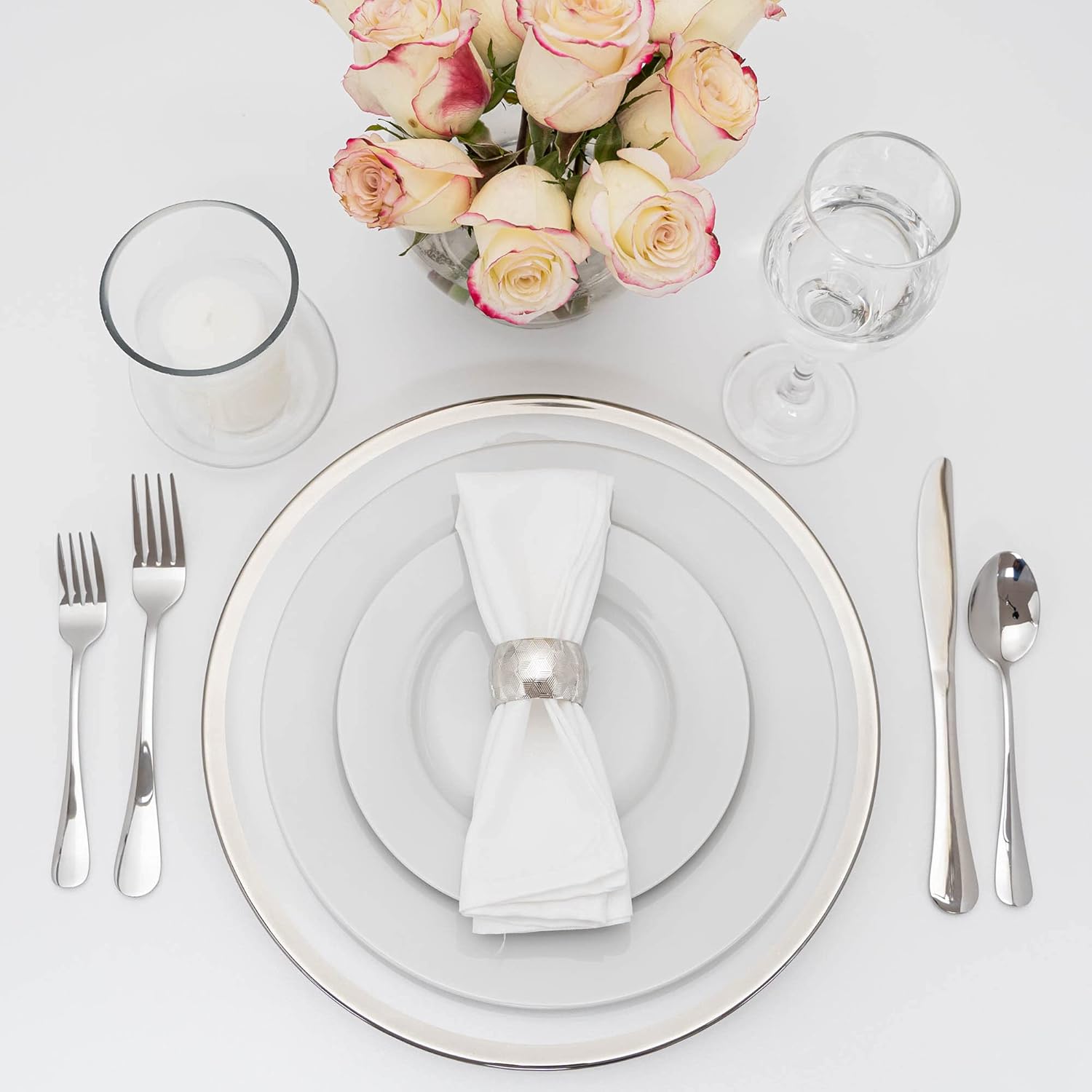 Simply Elegant Placa de carga de vidrio con borde metálico, placa de servicio para fiestas, cenas, bodas, quinceañeras y eventos, 13 pulgadas de