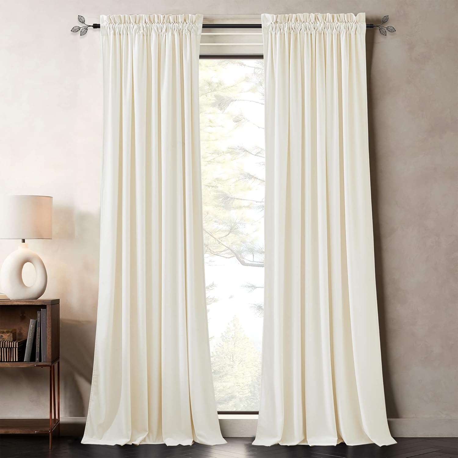 PONY DANCE Cortinas de terciopelo blanco de 96 pulgadas, paneles de cortina de terciopelo insonorizados con bloqueo de luz para sala de estar,