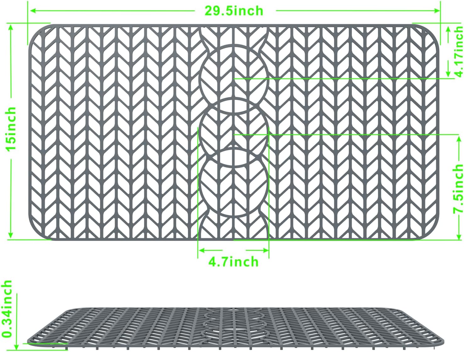 AWOKE Protectores de fregadero para fregadero de cocina, alfombrilla de fregadero de 24 x 12.5 pulgadas, resistente al calor, alfombrilla de