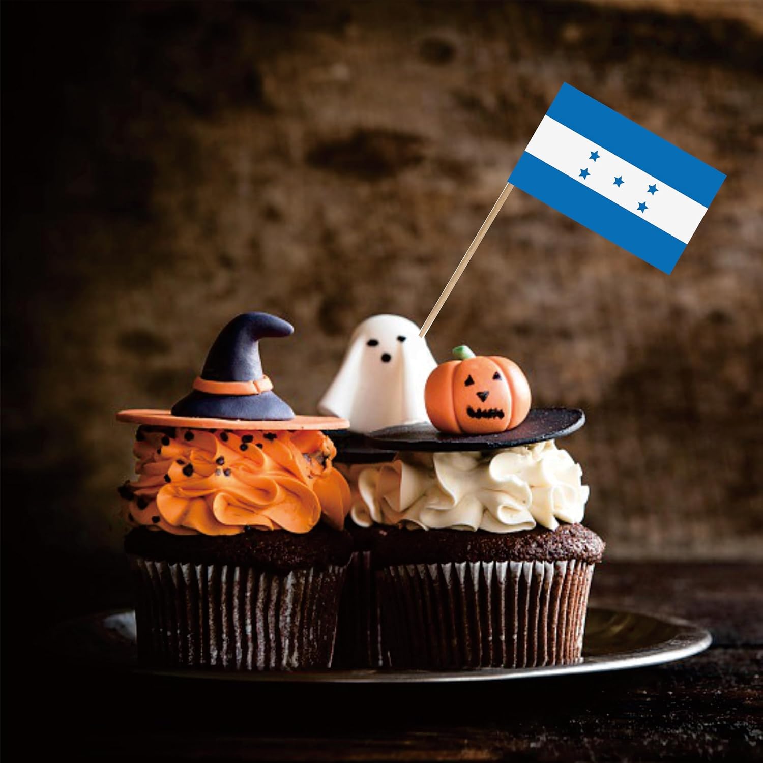 Bandera de Honduras con palillo de dientes hondureño, pequeño, para cóctel, fruta, cupcakes, decoración de palitos de alimentos, paquete de 100