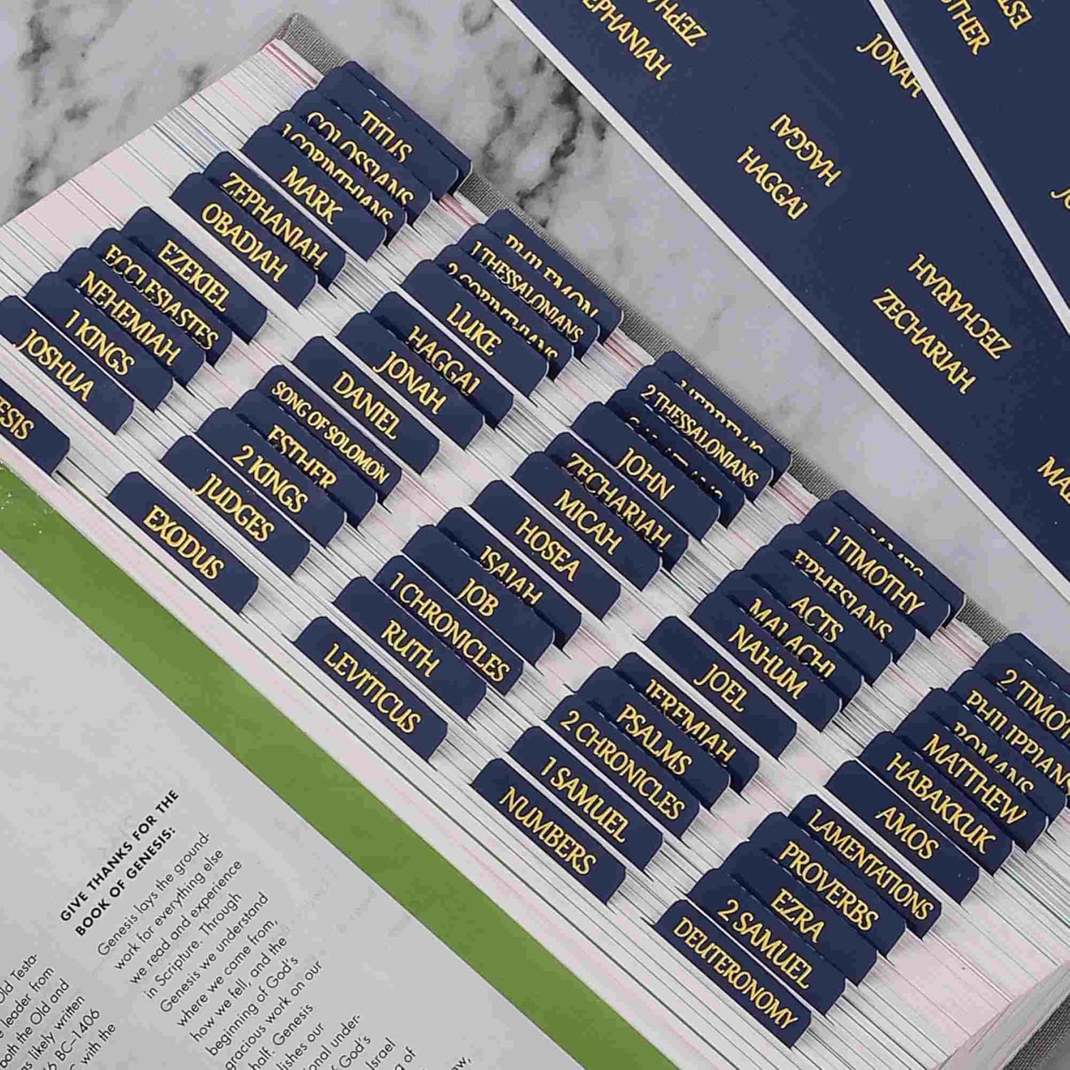 Pestañas laminadas para la Biblia, calcomanías de impresión grande de reposicionamiento, pestañas bíblicas fáciles de leer y aplicar para mujeres y