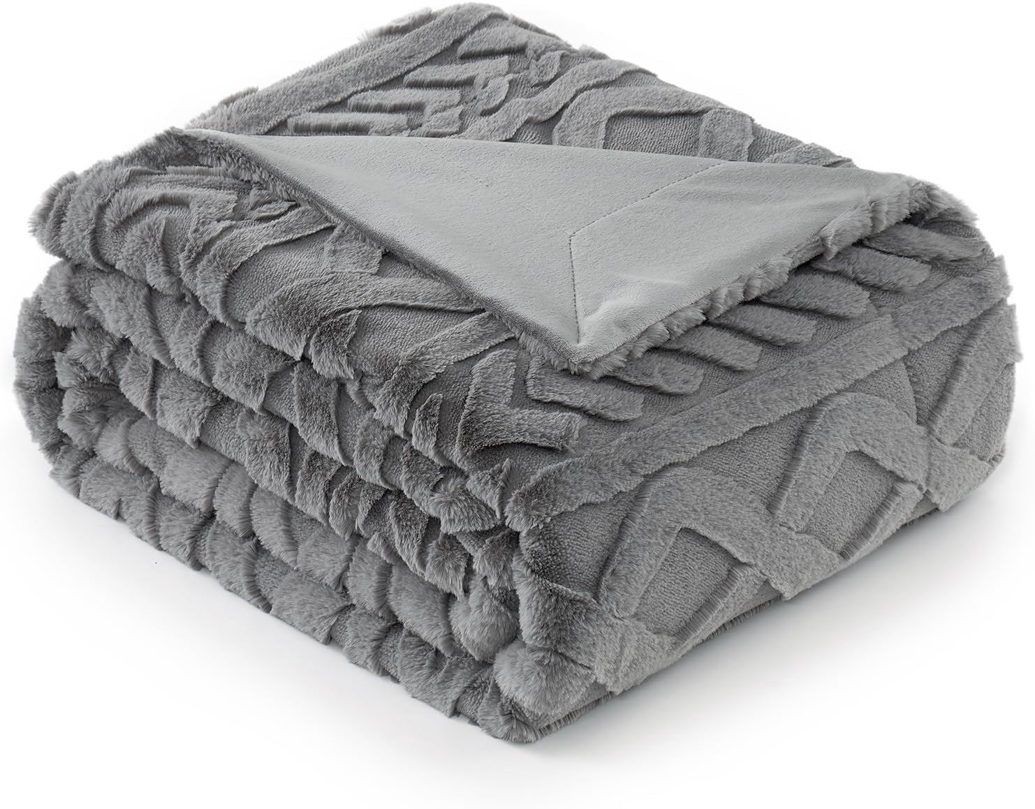 Cozy Bliss Manta de piel sintética para sofá, manta de invierno suave y gruesa para sofá, cama, sala de estar, dormitorio, 50 x 60 pulgadas, gris