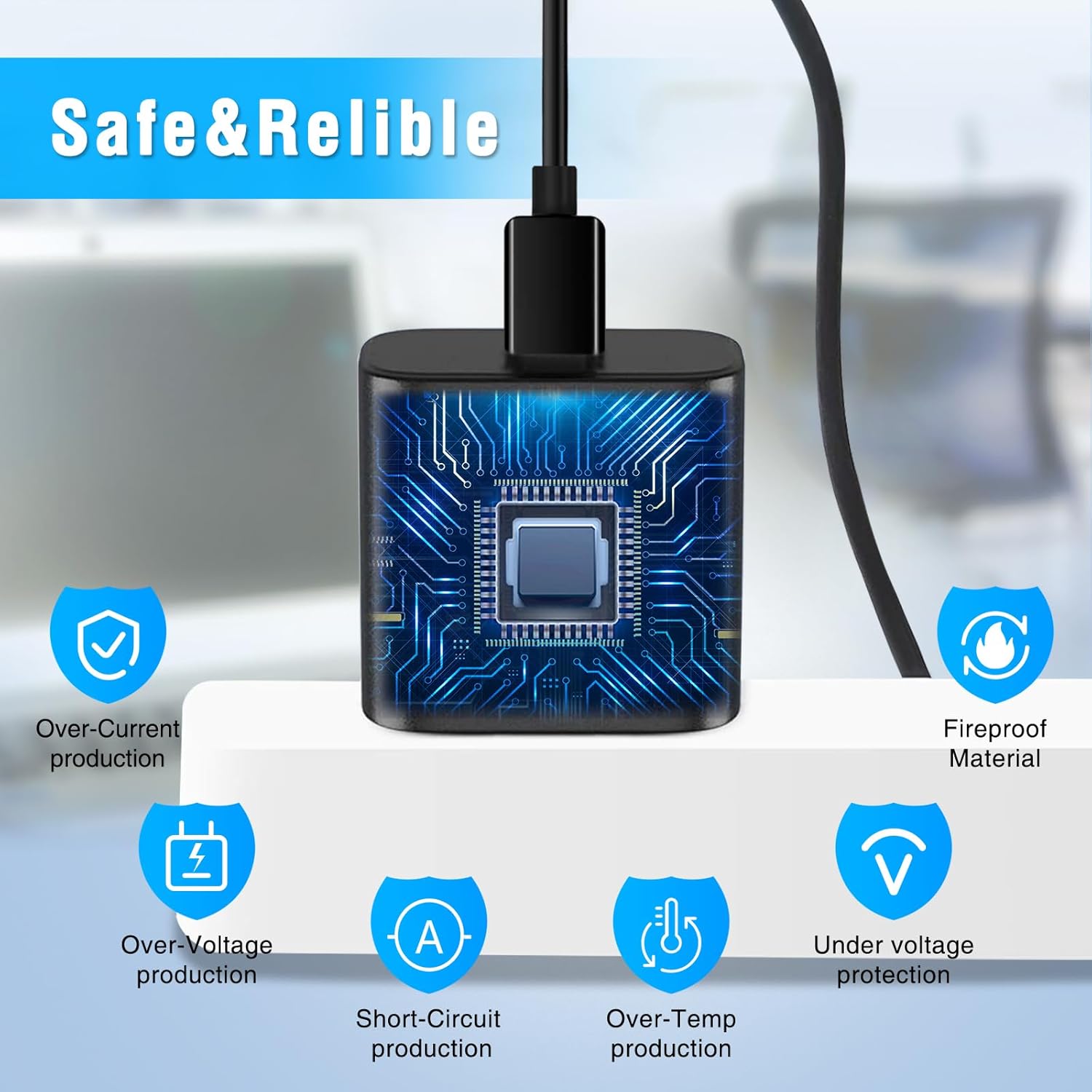Cargador súper rápido de 45 W, cargador de teléfono Android USB C de carga rápida tipo C con cable de 5 pies para Samsung Galaxy S24 S23 S21 S20