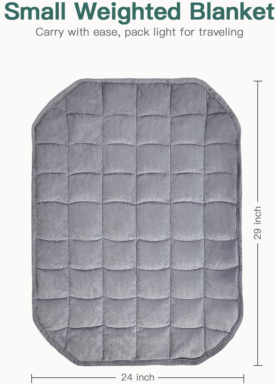 Lofus Manta con peso de 5 libras para adultos, transpirable y relajante manta con peso pequeña para viajes, relajación y siestas, lavable a máquina,