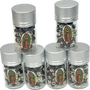 -12 piezas de rosario perfumado en frasco de vidrio con cuentas de rosario de plata católica crucifijo católico collar de la Virgen María, lote de -12 piezas de rosario perfumado en frasco de vidrio con cuentas de rosario de plata católica crucifijo católico collar de la Virgen María, lote de
