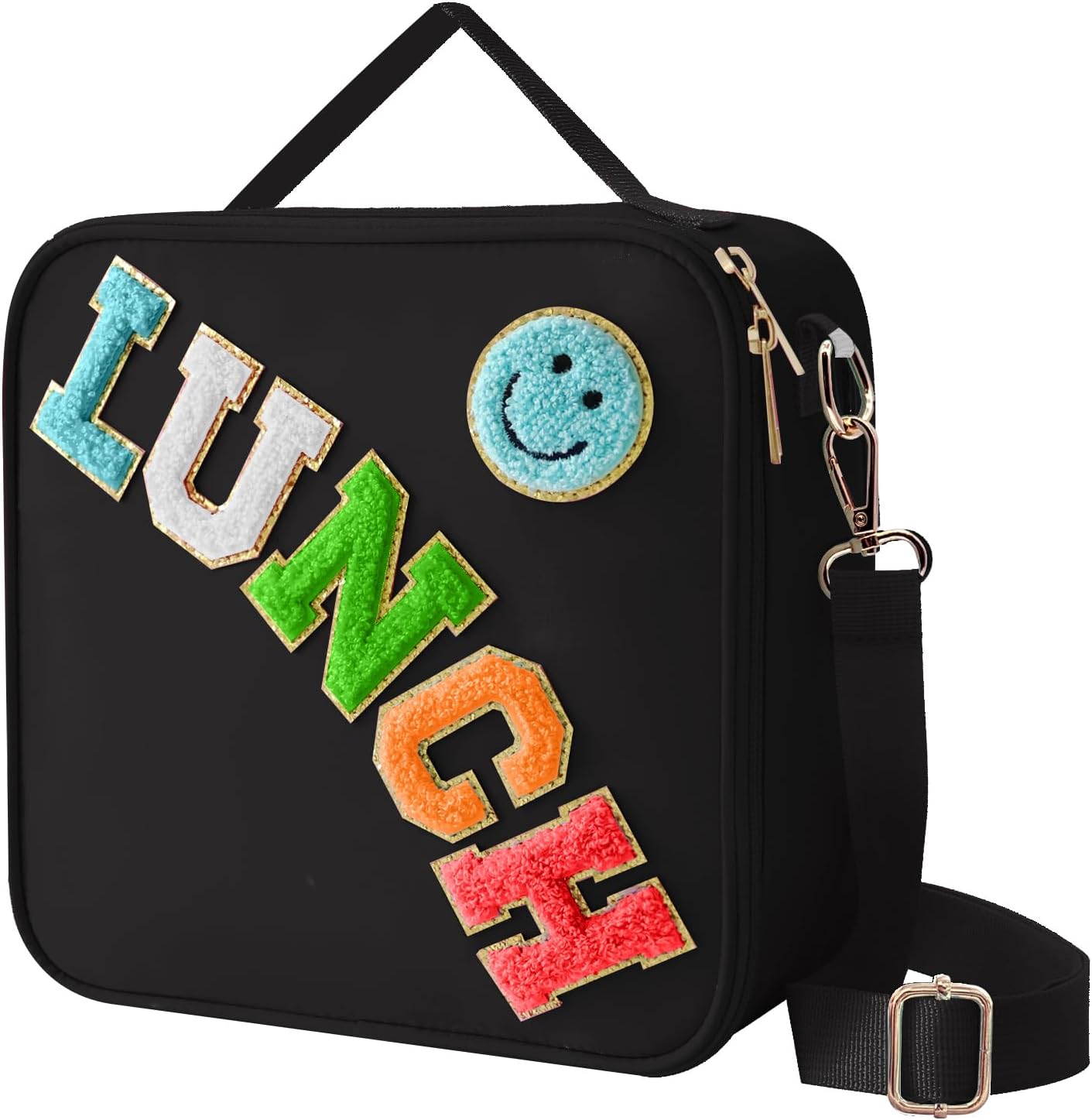 Bolsa de almuerzo aislada con correa ajustable para el hombro, lonchera de nailon preppy, bolsa de almuerzo con aislamiento grande, bolsa de