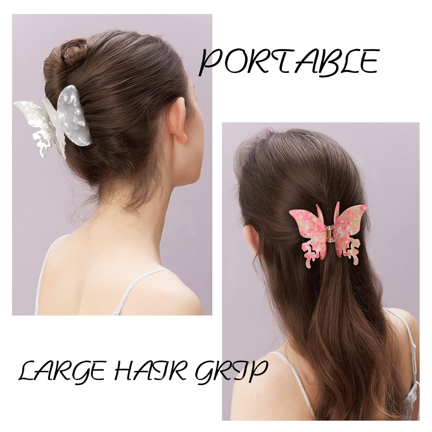 Jayongnee clip Pinzas de mariposa para el cabello para mujer, pinzas grandes antideslizantes para el cabello, pinzas para cabello fino, pinzas para