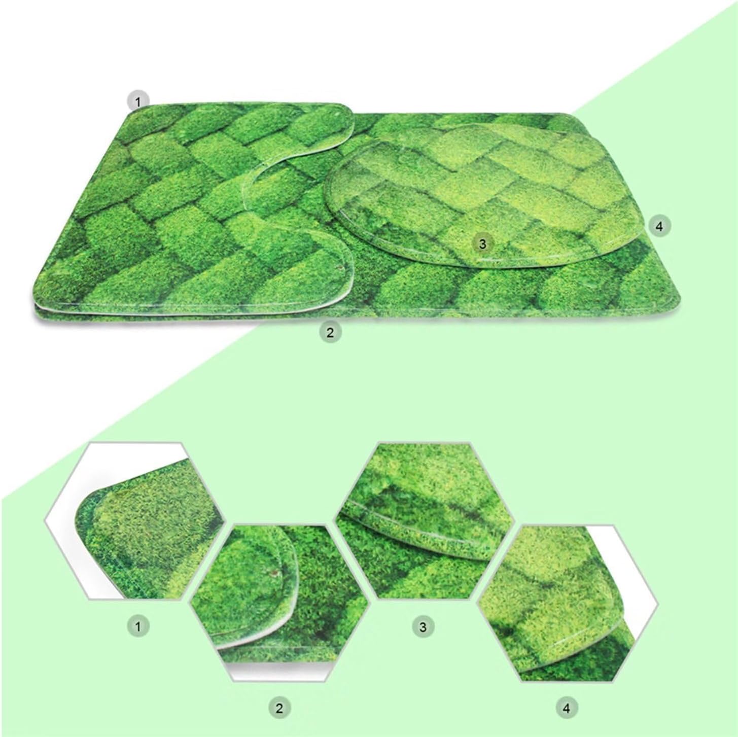 chaqlin Juego de 3 alfombras de baño antideslizantes con estampado de cerdo 3D, lavables, juego de fundas para tapa de inodoro, bonitos juegos de