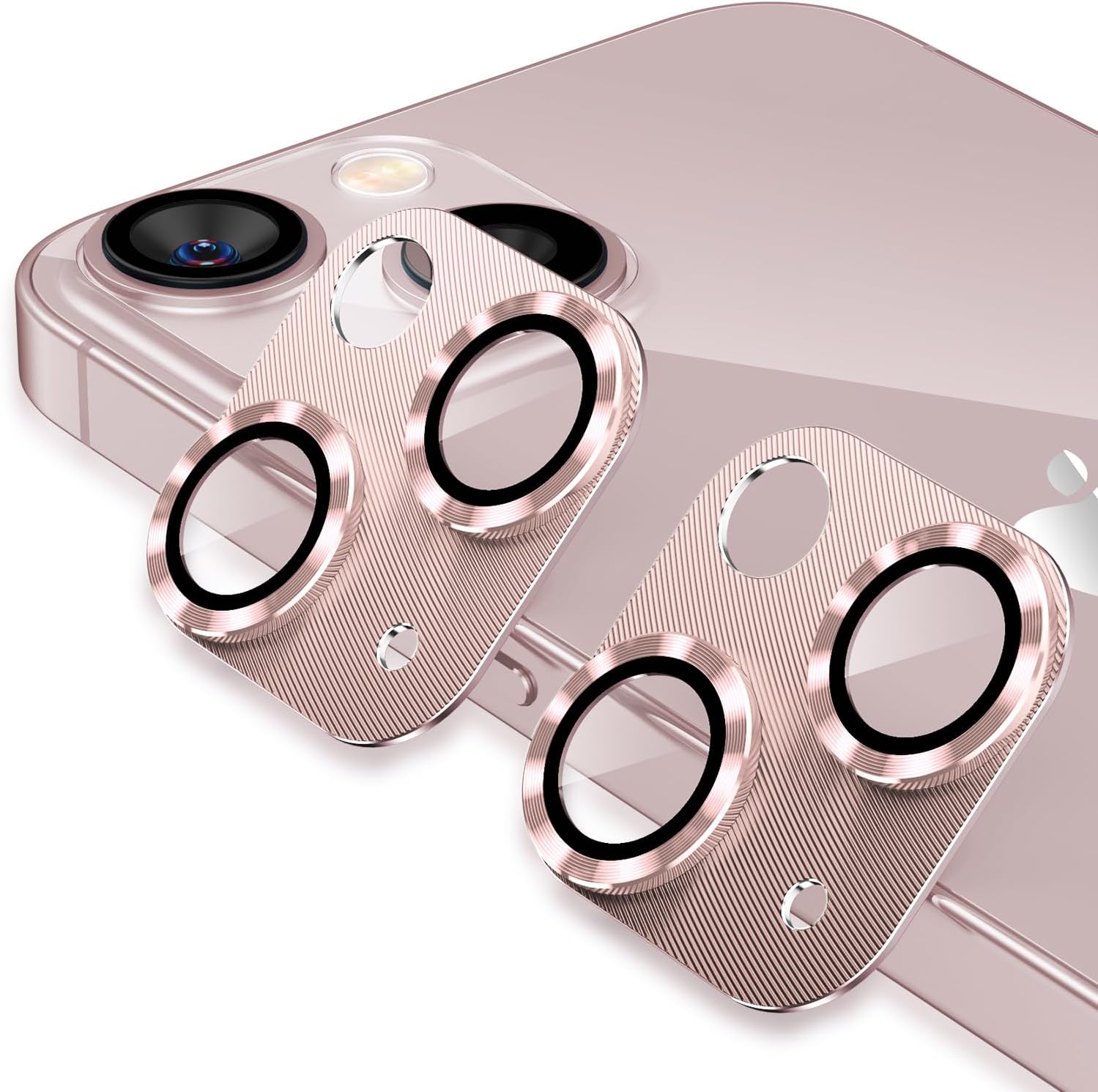 AFARER Paquete de 2 Protector de lente de cámara compatible con iPhone 15 de 6.1 pulgadasiPhone 15 Plus de 6.7 pulgadas, película de lente de metal