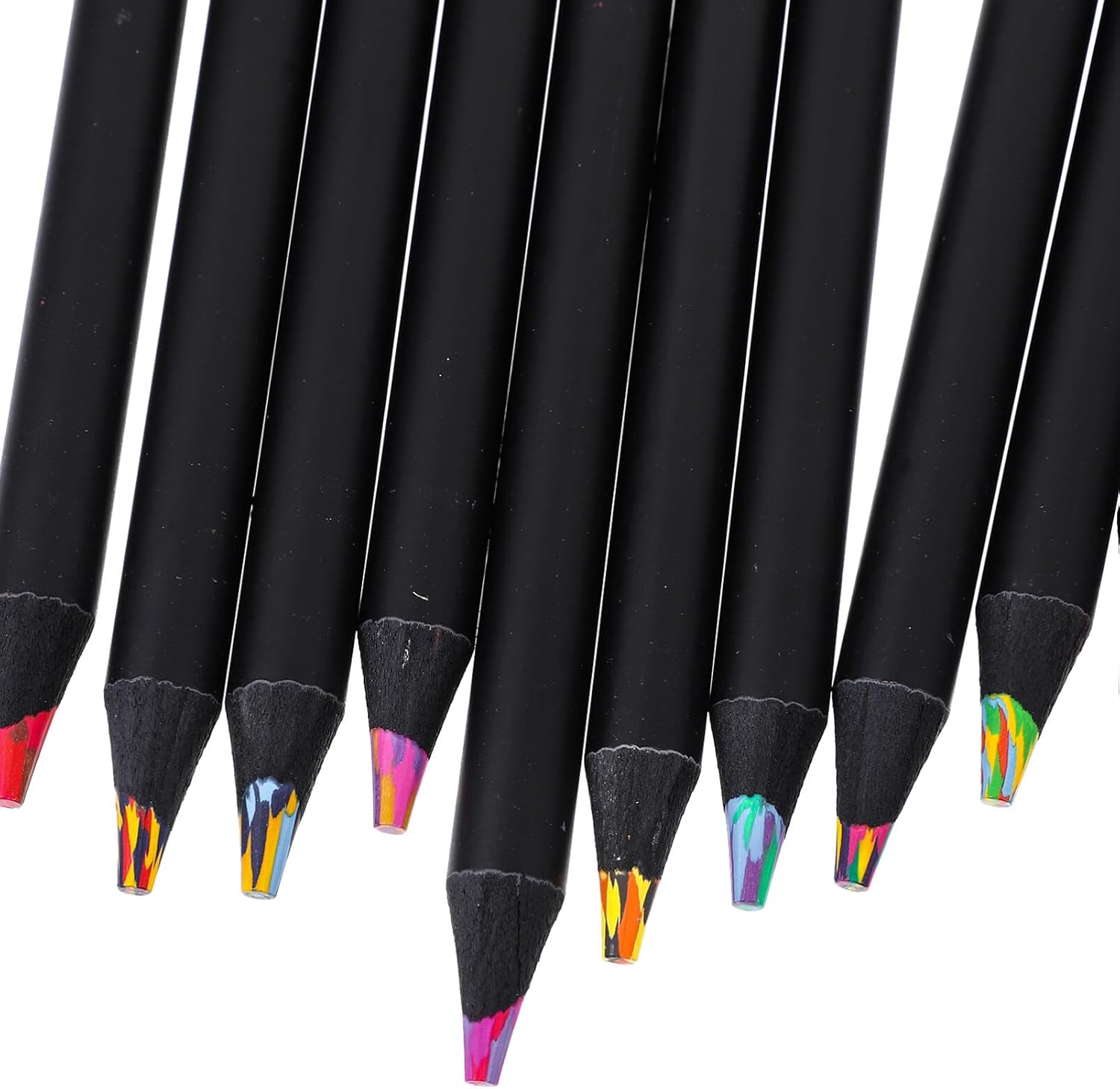 NUOBESTY Lápices de color, 12 unidades, color negro, arco iris, de madera, 12 colores, para dibujar, colorear, bocetos, sombreado, colorear, juego