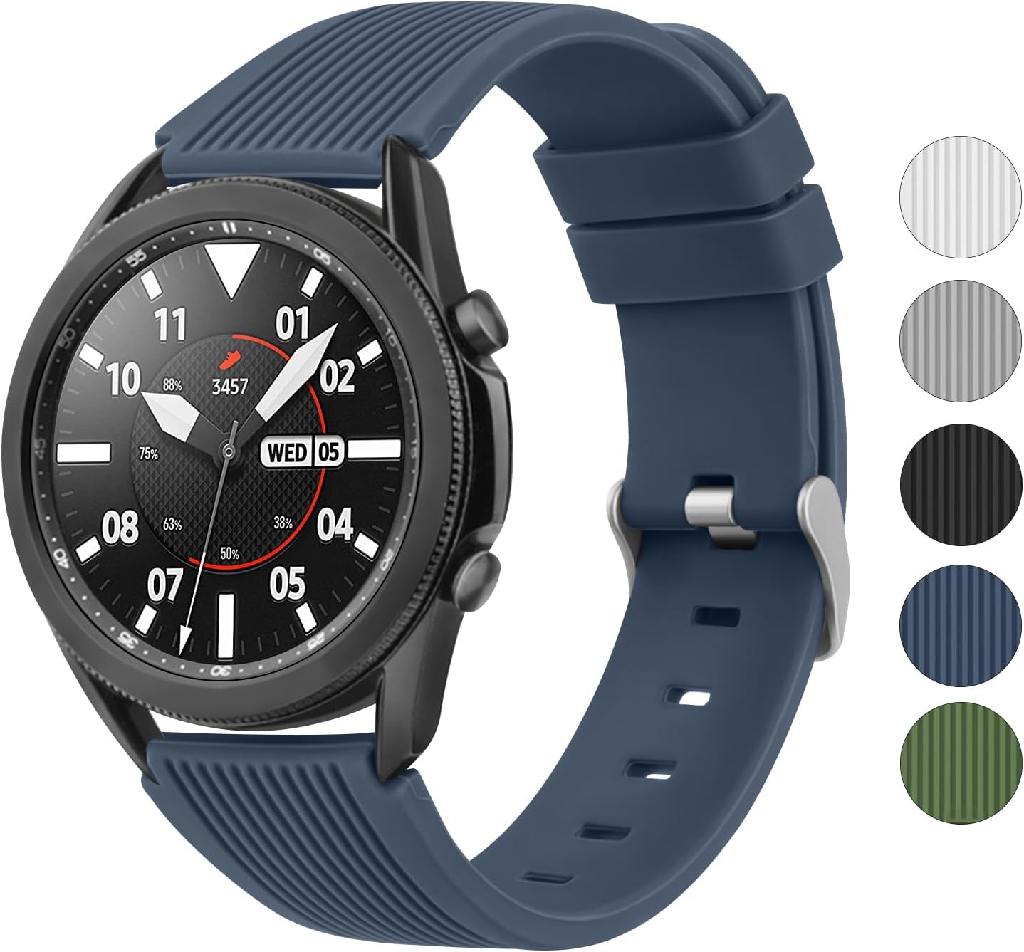 Compatible con Samsung Galaxy Watch 3 correas de 1.772 in, Galaxy Watch 1.811 in, correa deportiva de silicona de 0.866 pulgadas, correa de repuesto