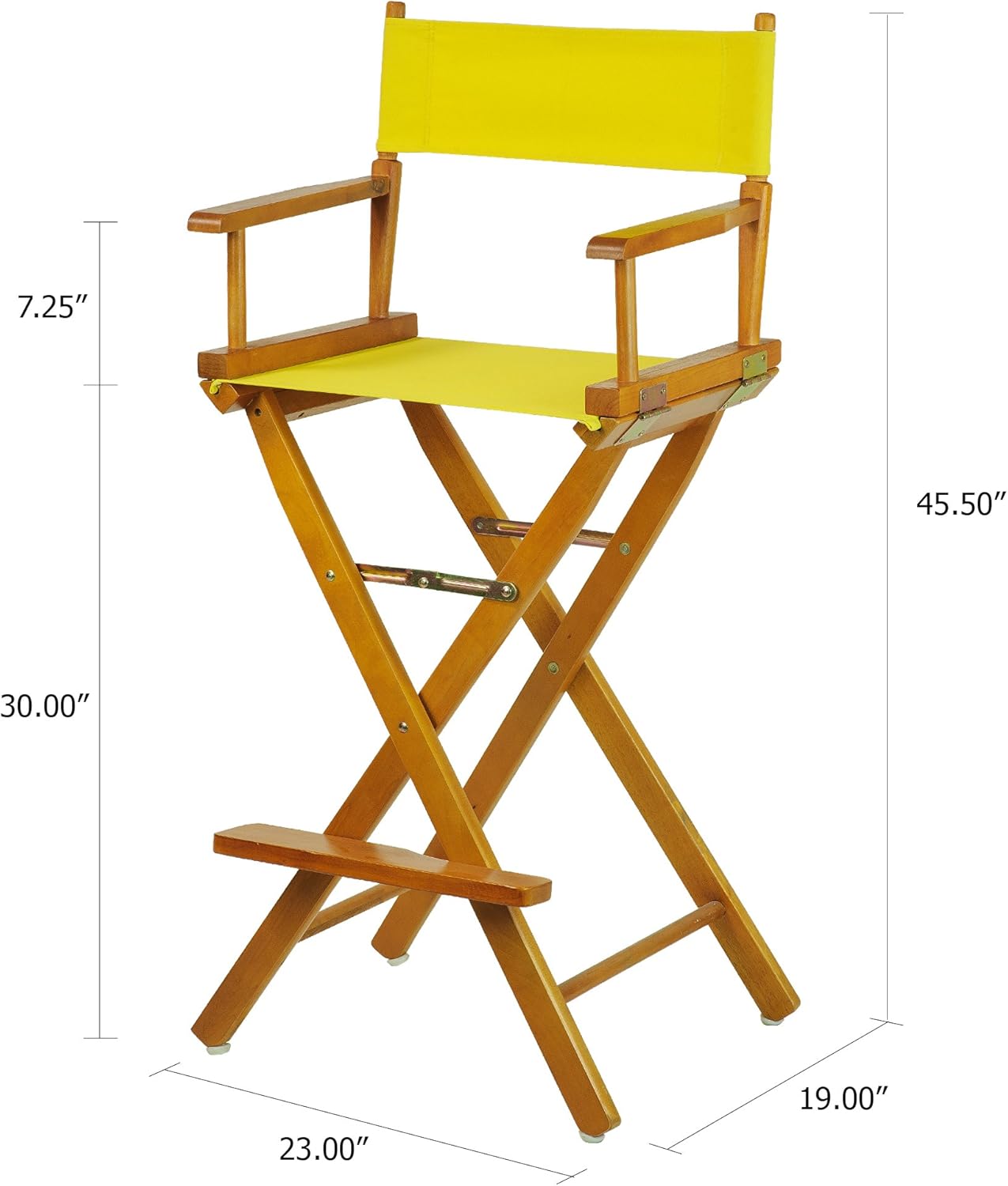 Casual Home – Silla de director de 30in, marco de roble miel con lienzo amarillo, altura de barra