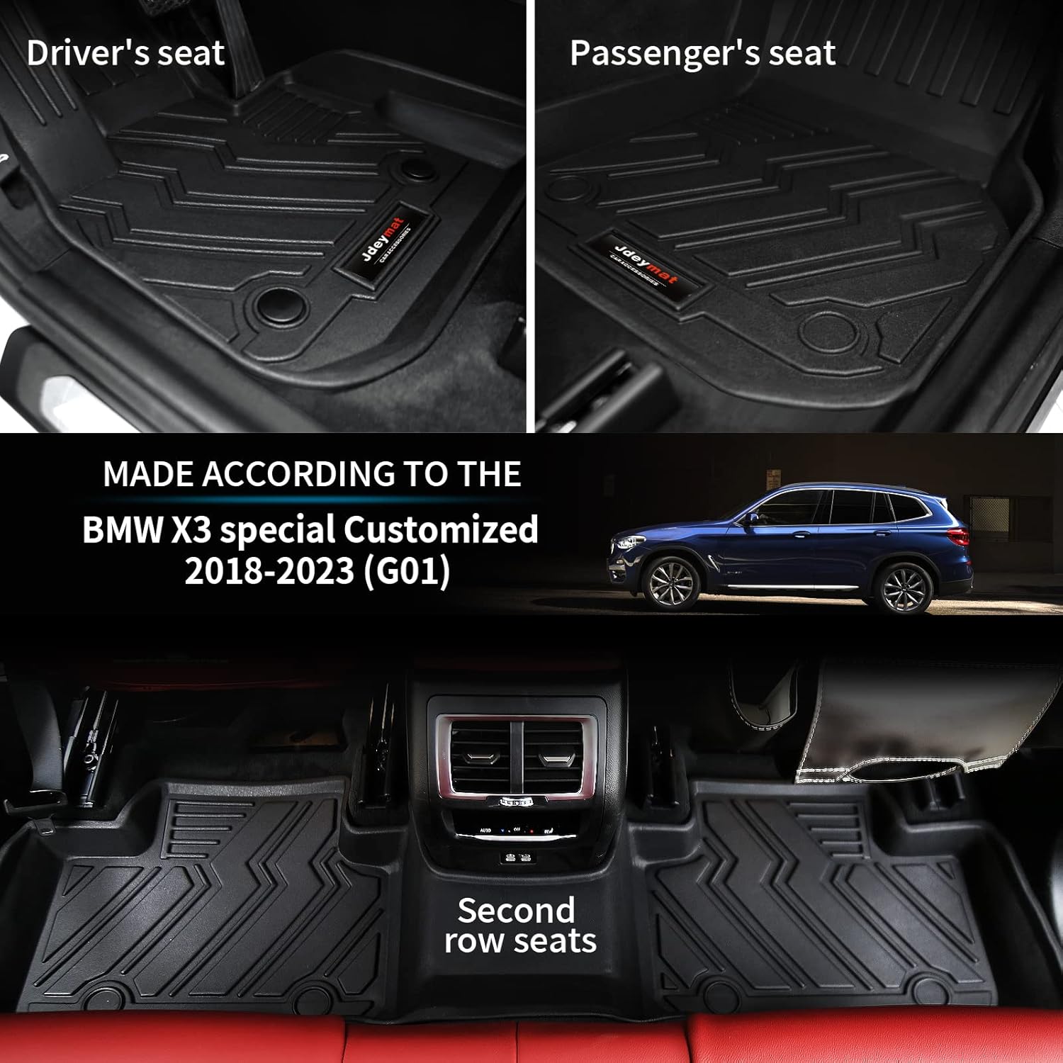 Alfombrillas de suelo y forro de carga para maletero compatibles con BMW X3 2018-2024, alfombrilla para respaldo de asiento trasero, para todo tipo