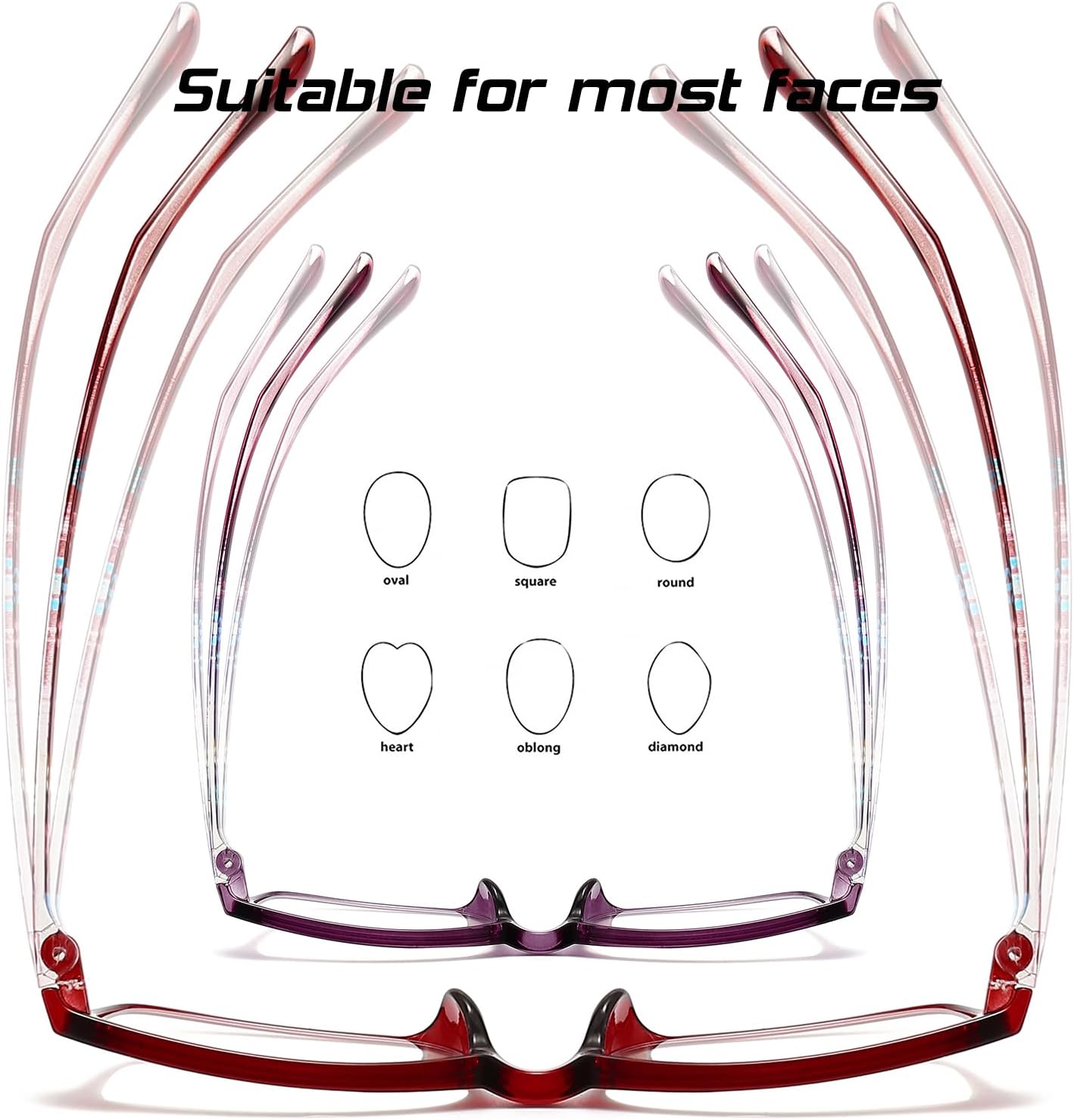RaoOG Lentes de lectura para mujer, con bloqueo de luz azul, lectores de computadora, lentes flexibles antifatiga oculardeslumbramientoUV