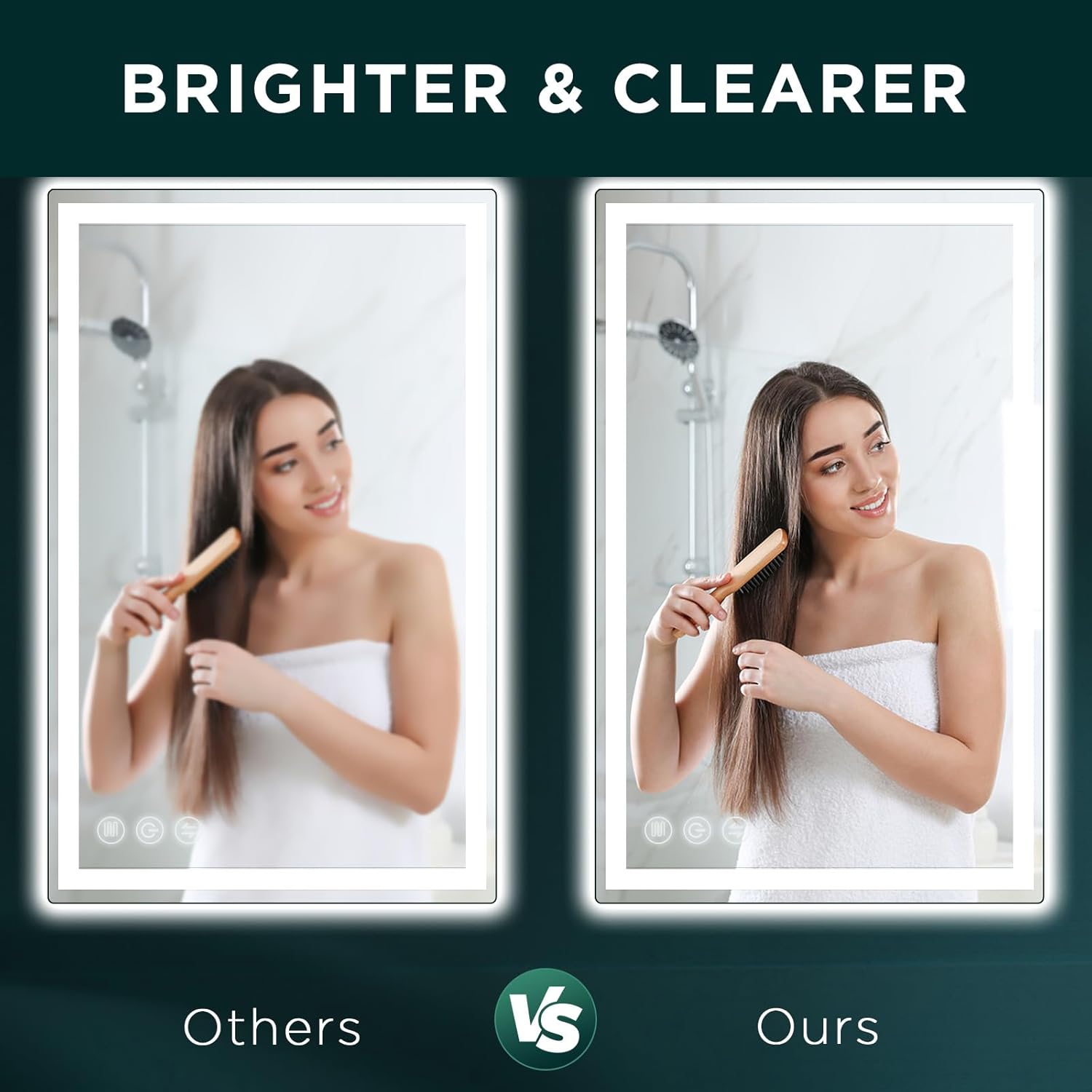 Espejo de baño LED para pared, espejo inteligente de 24 x 40 con luces, espejo LED frontal y retroiluminado para baño, certificación UL, CRI