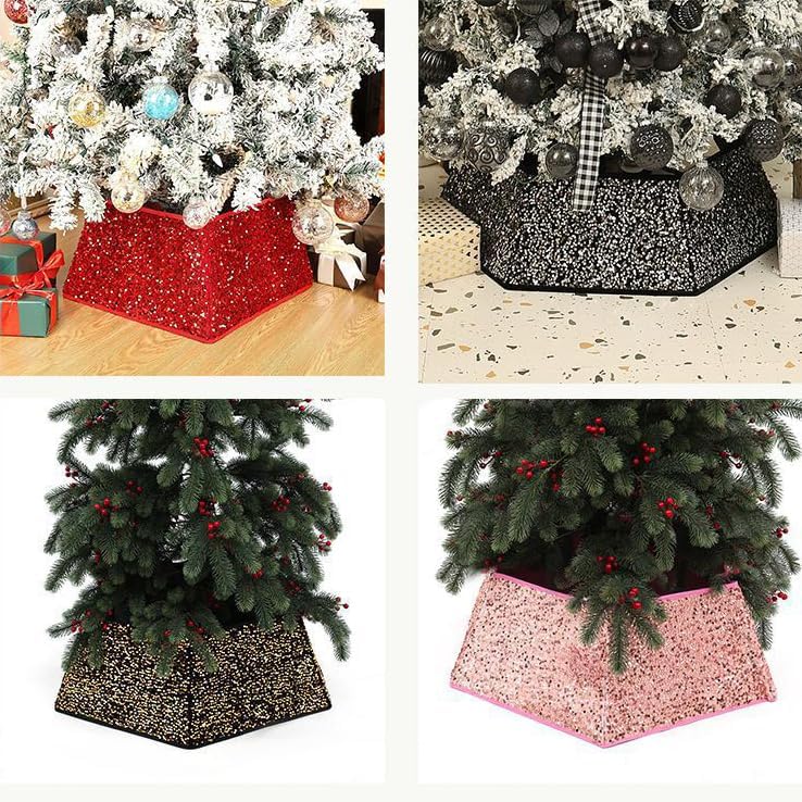 Base de falda para árbol de Navidad, redonda, cuadriláterahexagonal, decoración de tronco, cuello definitivo, varios tamaños, perfecto para