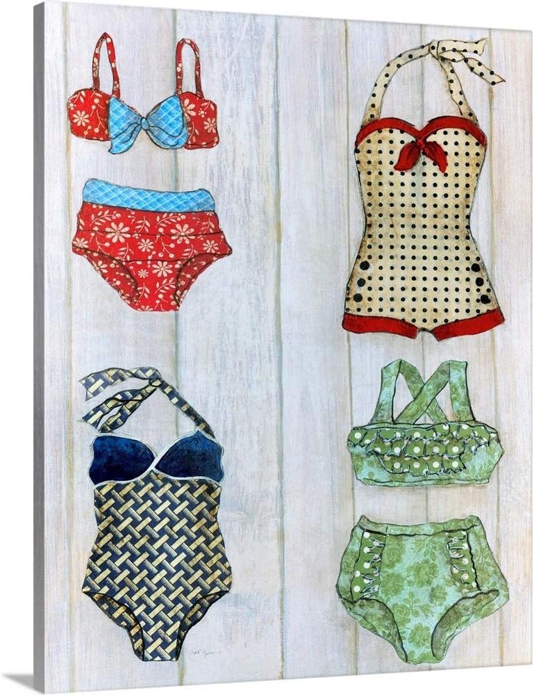 Trajes de baño vintage II – Lienzo decorativo para pared, ilustraciones