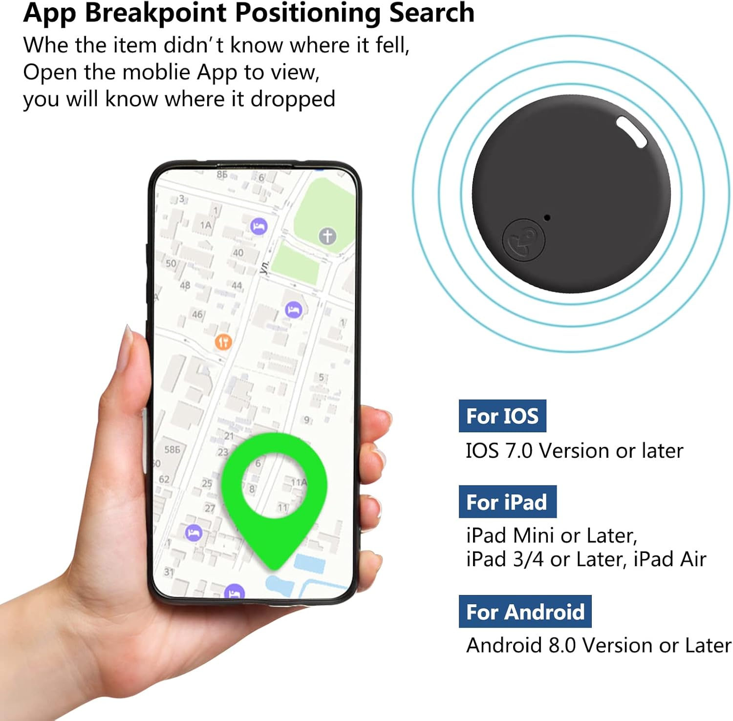 Mini rastreador GPS, localizador de artículos clave, aplicación sin tarifa mensual para iOSAndroid 2023 más reciente, rastreador de artículos